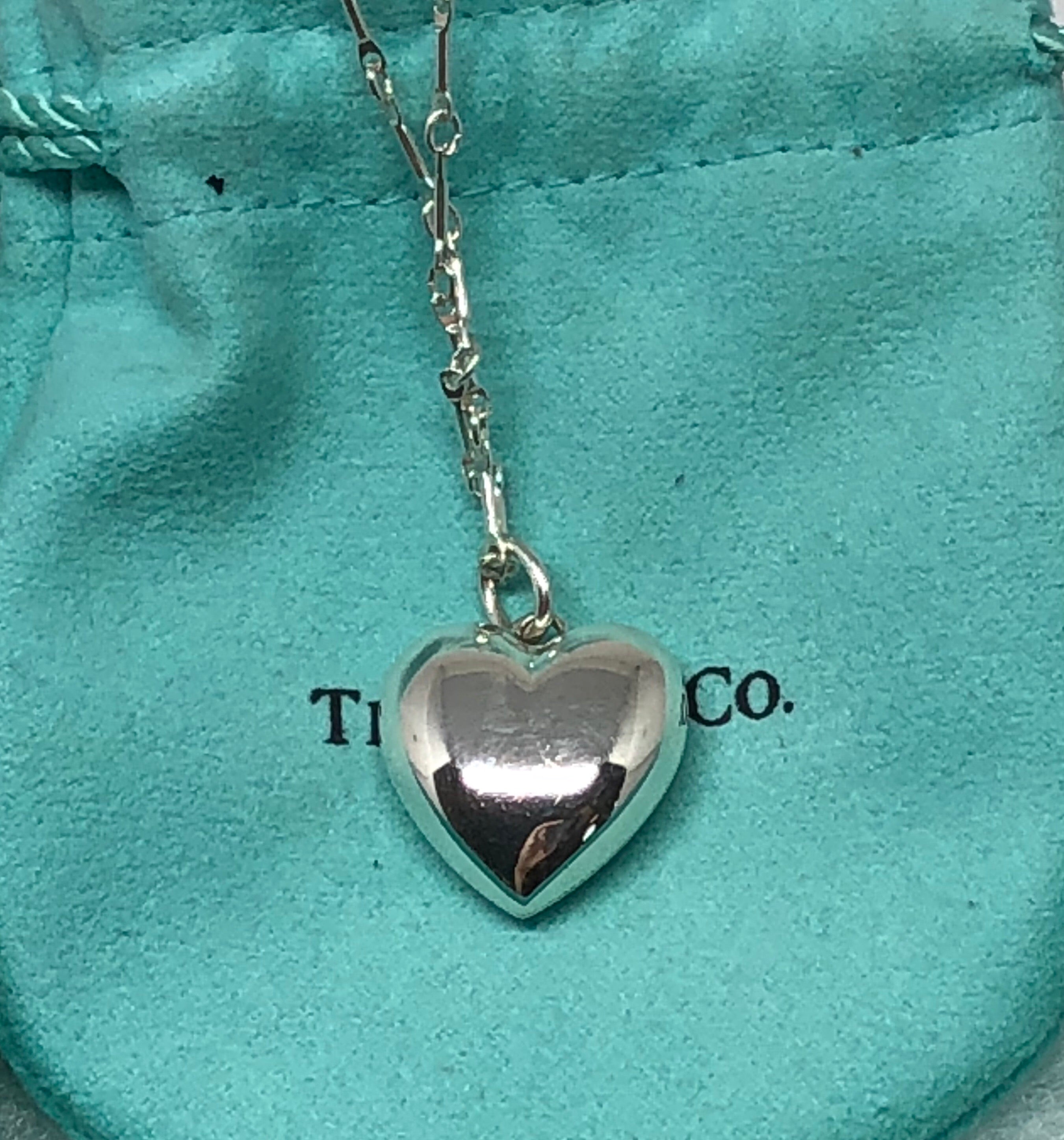 Tiffany & Co Sterling Silver Puffed Heart Necklace 18" - Queen May
