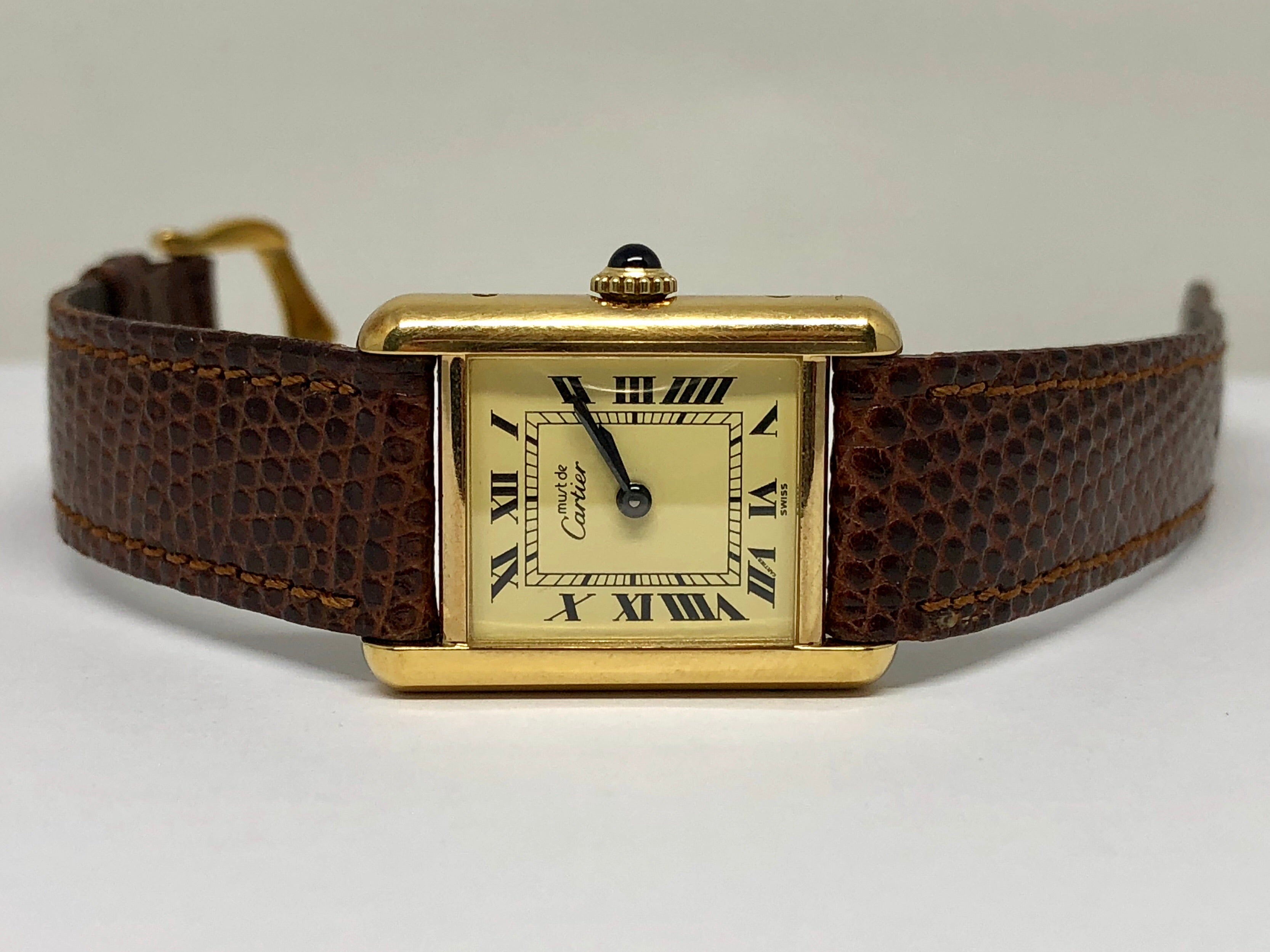 Cartier Sterling Silver Gold Washed Must de Cartier Tank Women's Watch Mechanical - Queen May