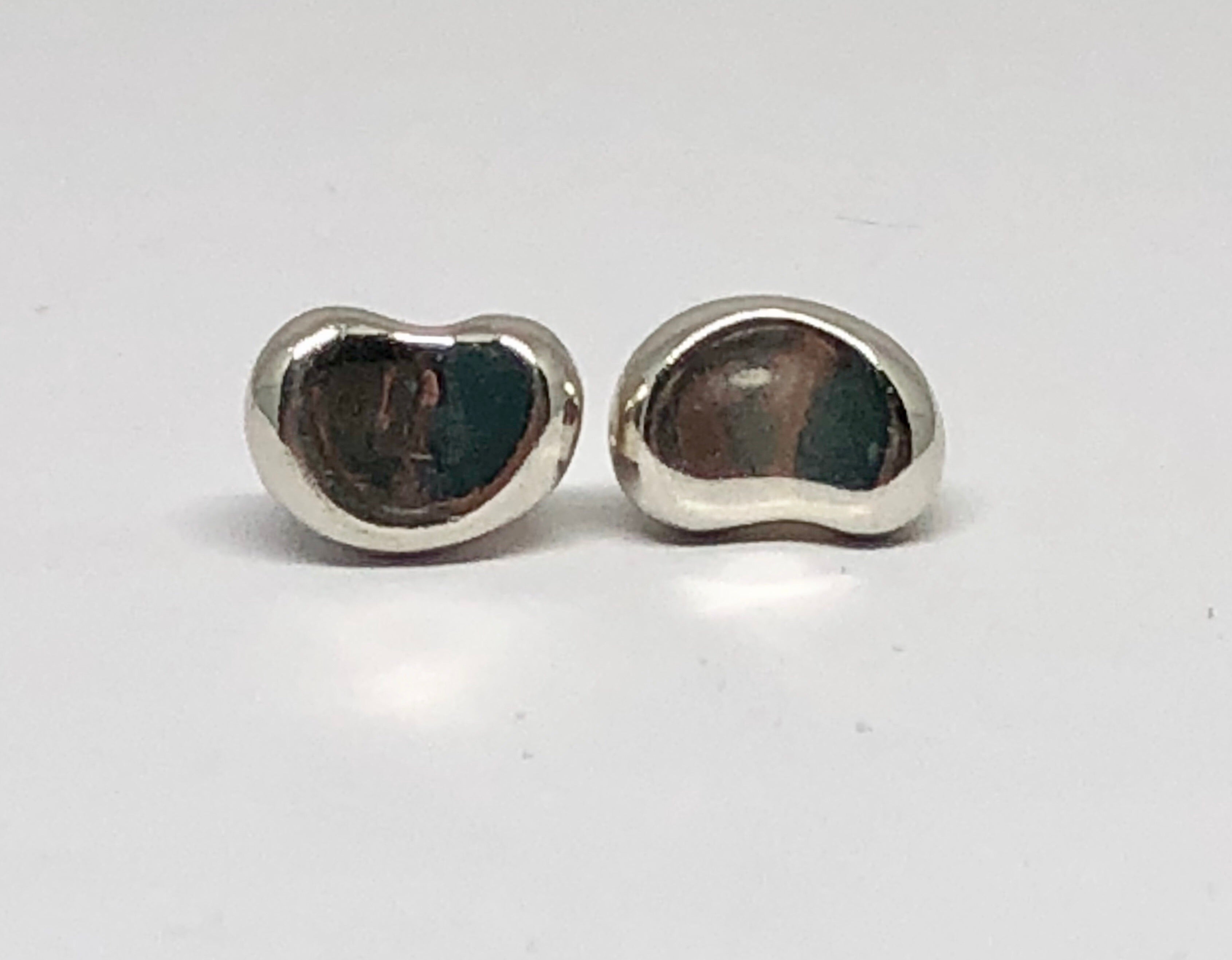 Tiffany & Co Sterling Silver Elsa Peretti Bean Stud Earrings - Queen May