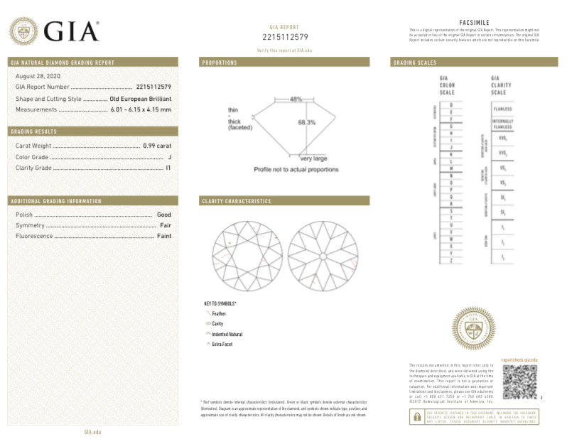 New 18K Yellow Gold & Platinum .99 Carat Old European Cut Diamond Halo Engagement Ring GIA Certified - Queen May