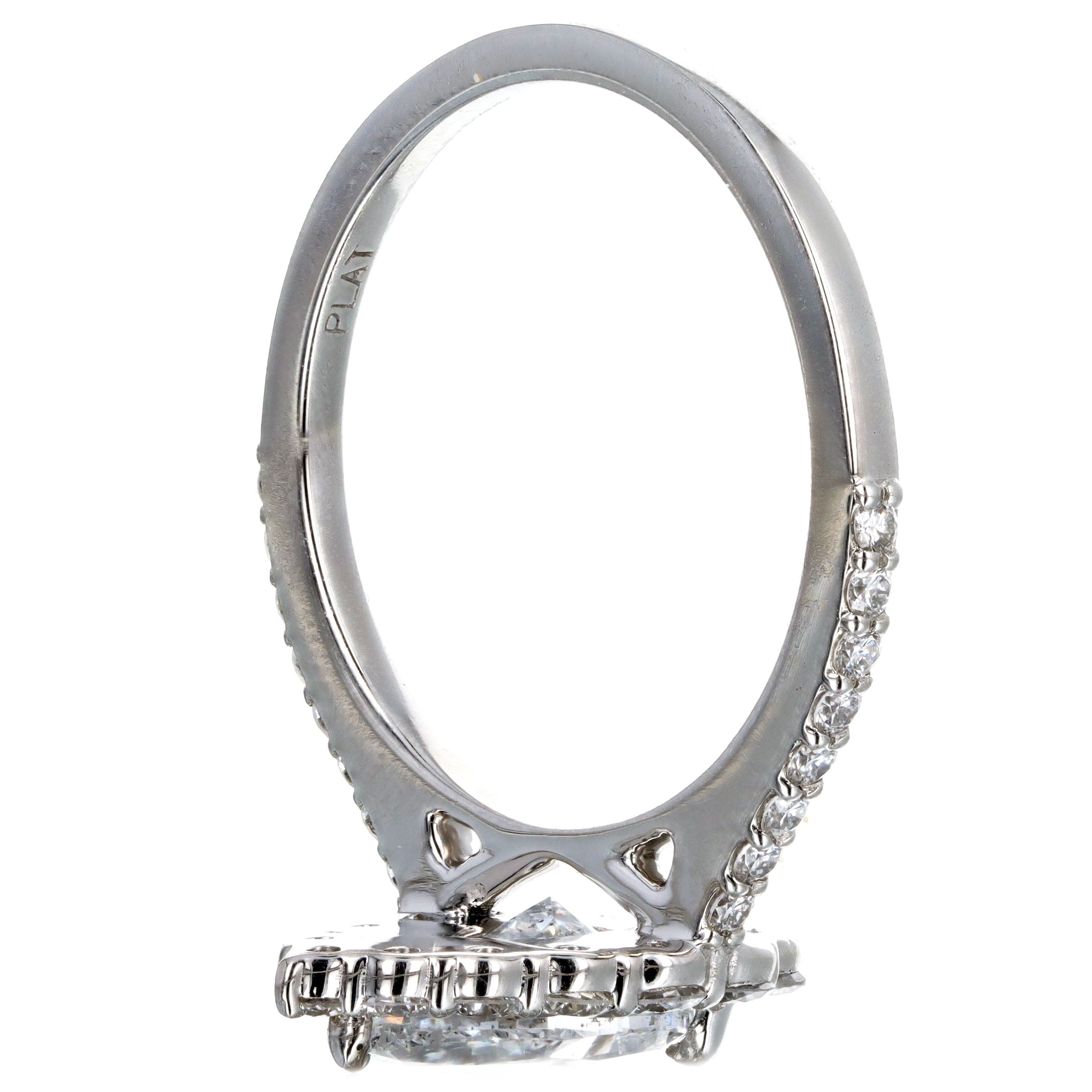 1.46 Carat Pear Diamond Graduated Halo Engagement Ring in Platinum GIA Certified - Queen May