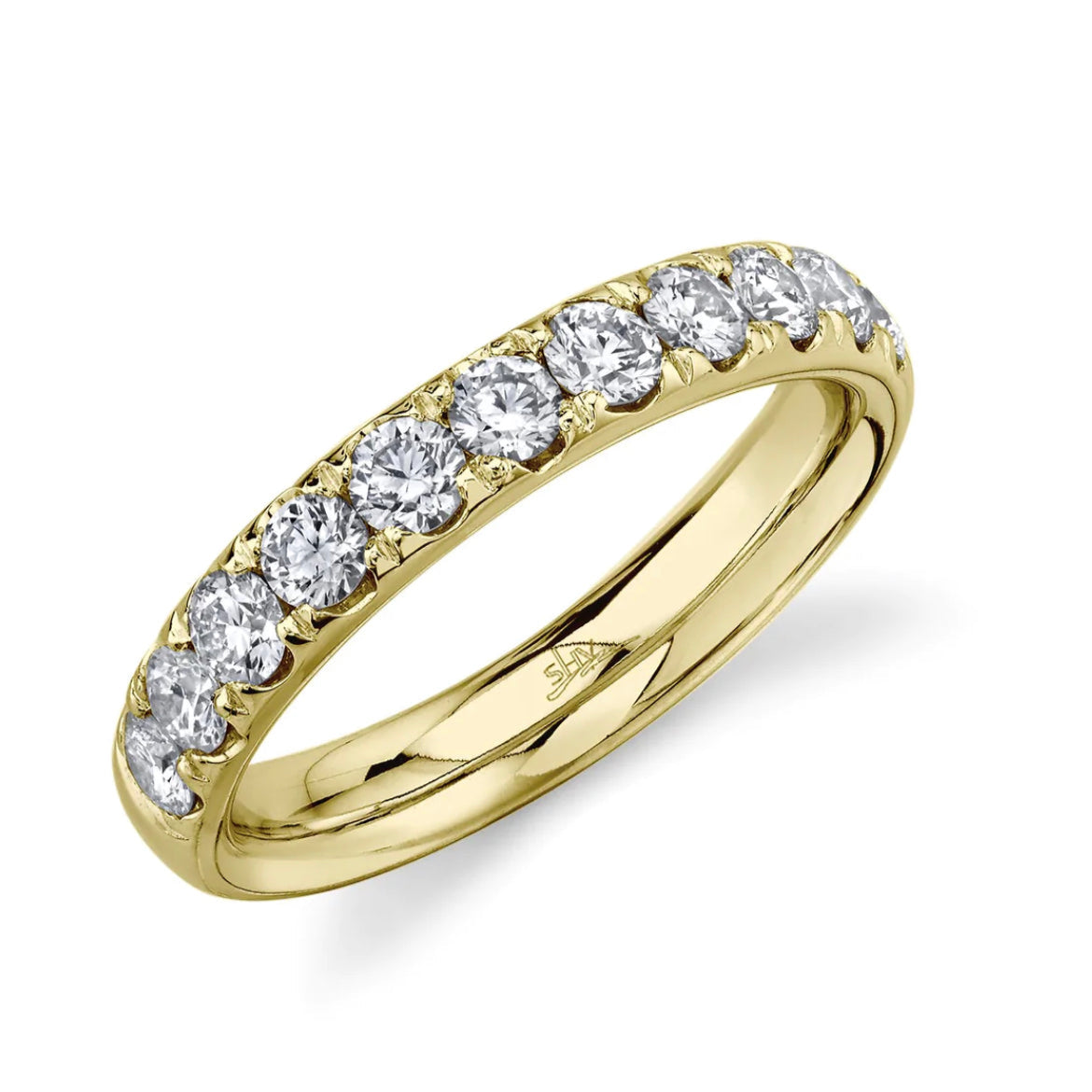 14K Gold 0.90 Carat Round Diamond Half Eternity Wedding Band - Queen May
