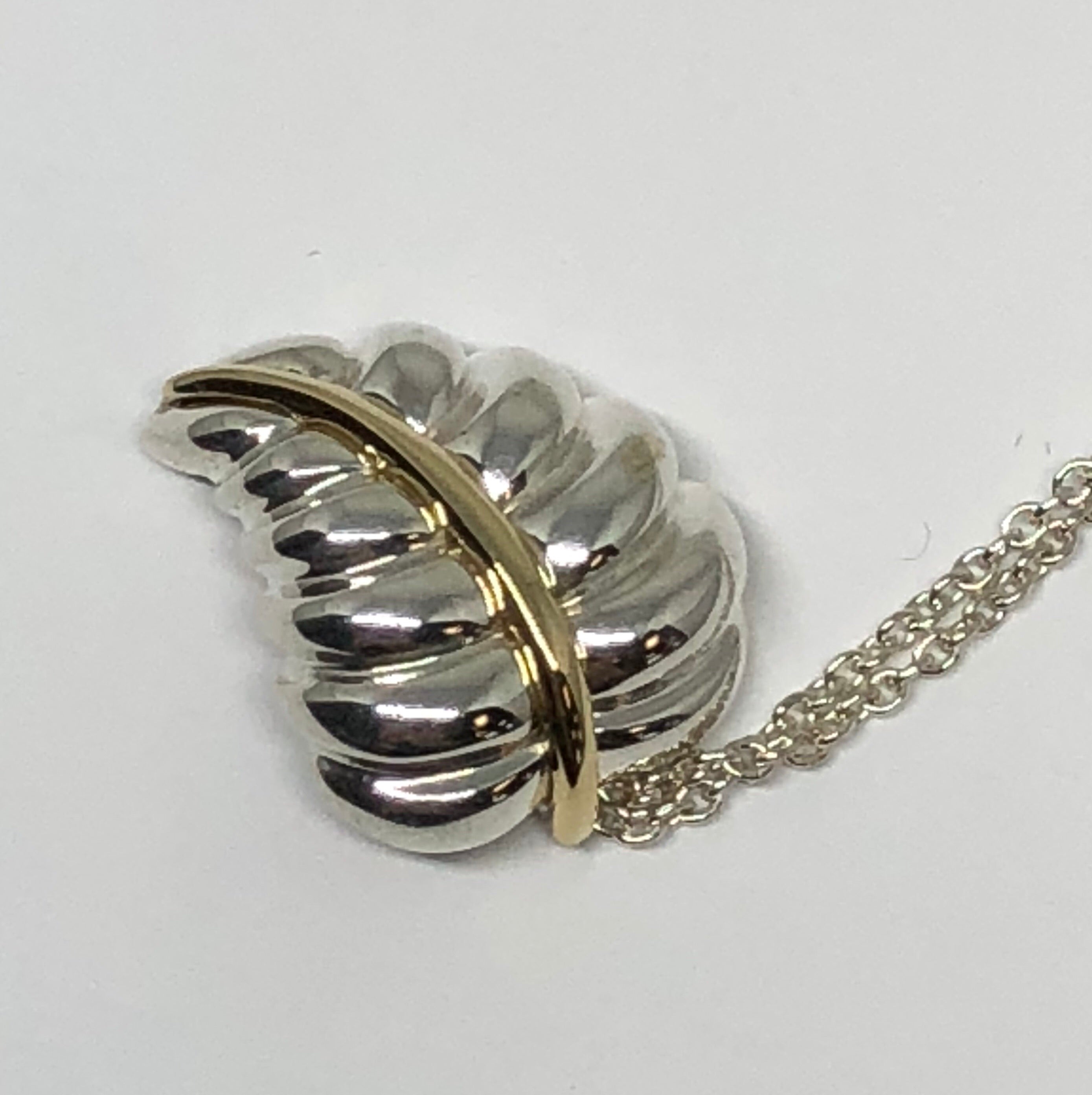 Tiffany & Co Sterling Silver & 18K Gold Leaf Necklace - Queen May