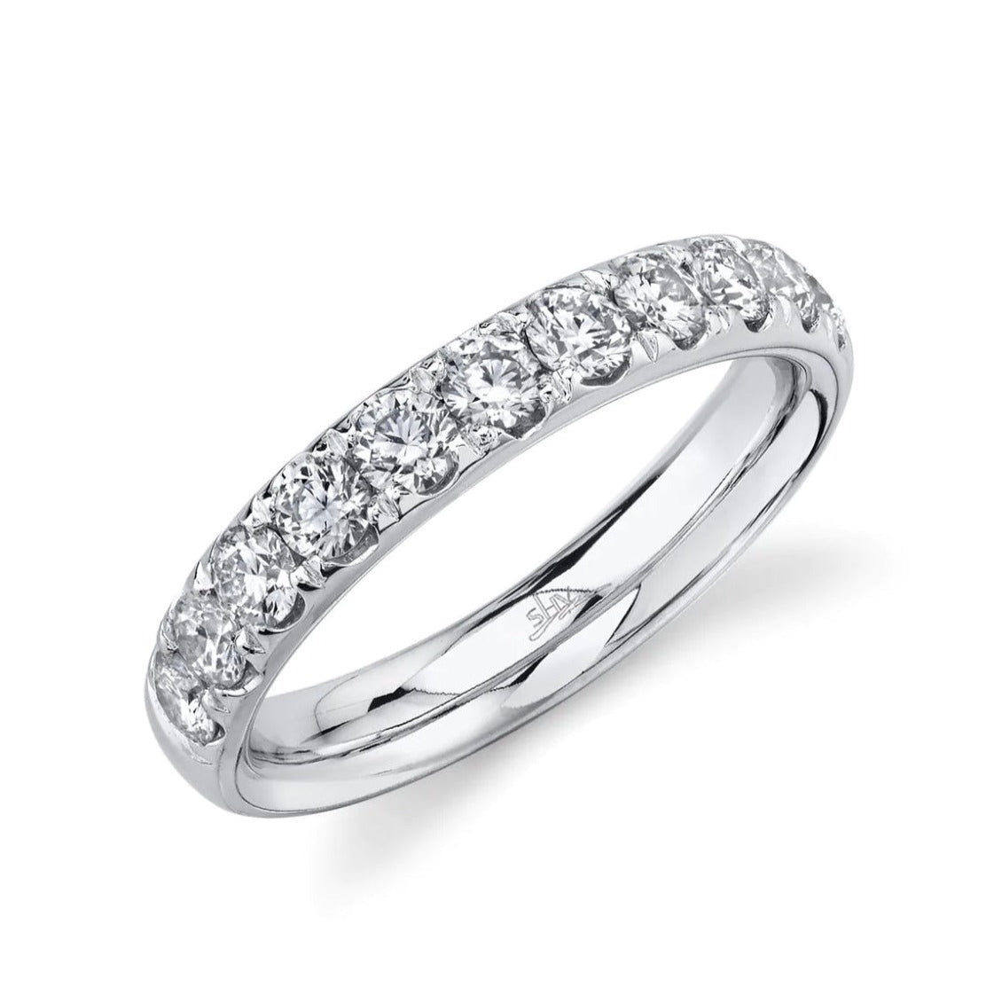 14K Gold 0.90 Carat Round Diamond Half Eternity Wedding Band - Queen May