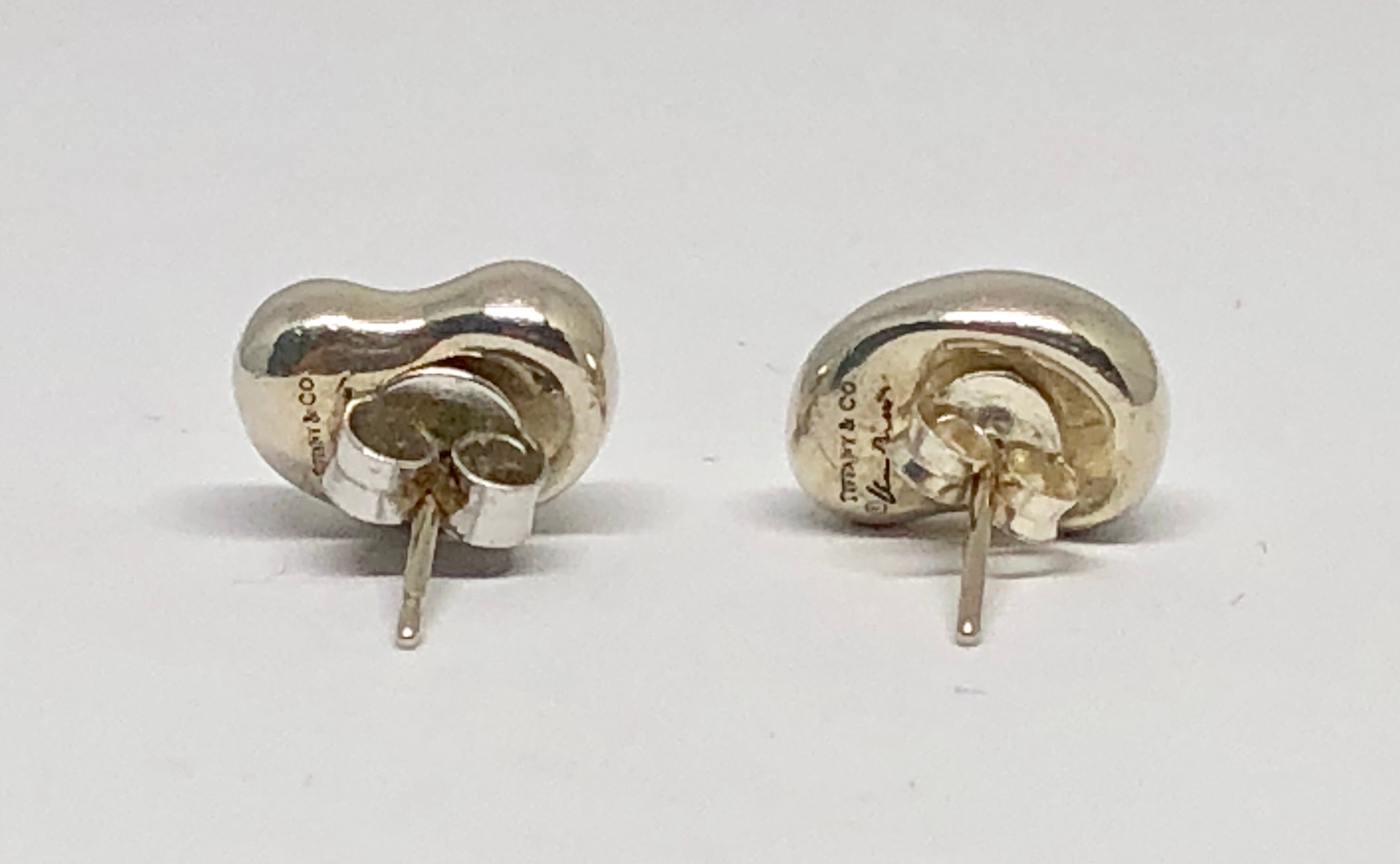 Tiffany & Co Sterling Silver Elsa Peretti Bean Stud Earrings - Queen May