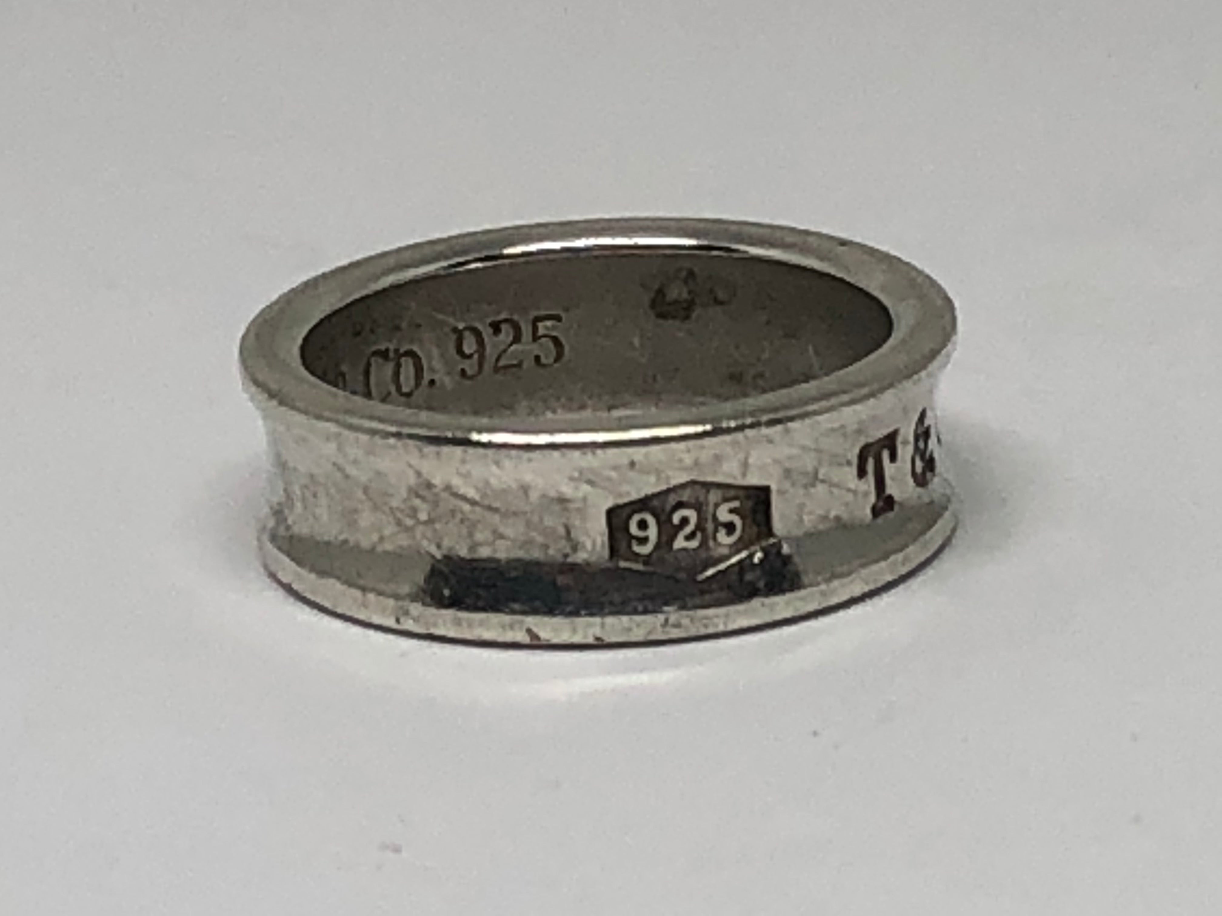Tiffany & Co Sterling Silver Concave 1837 Band Ring Size 7.5 - Queen May