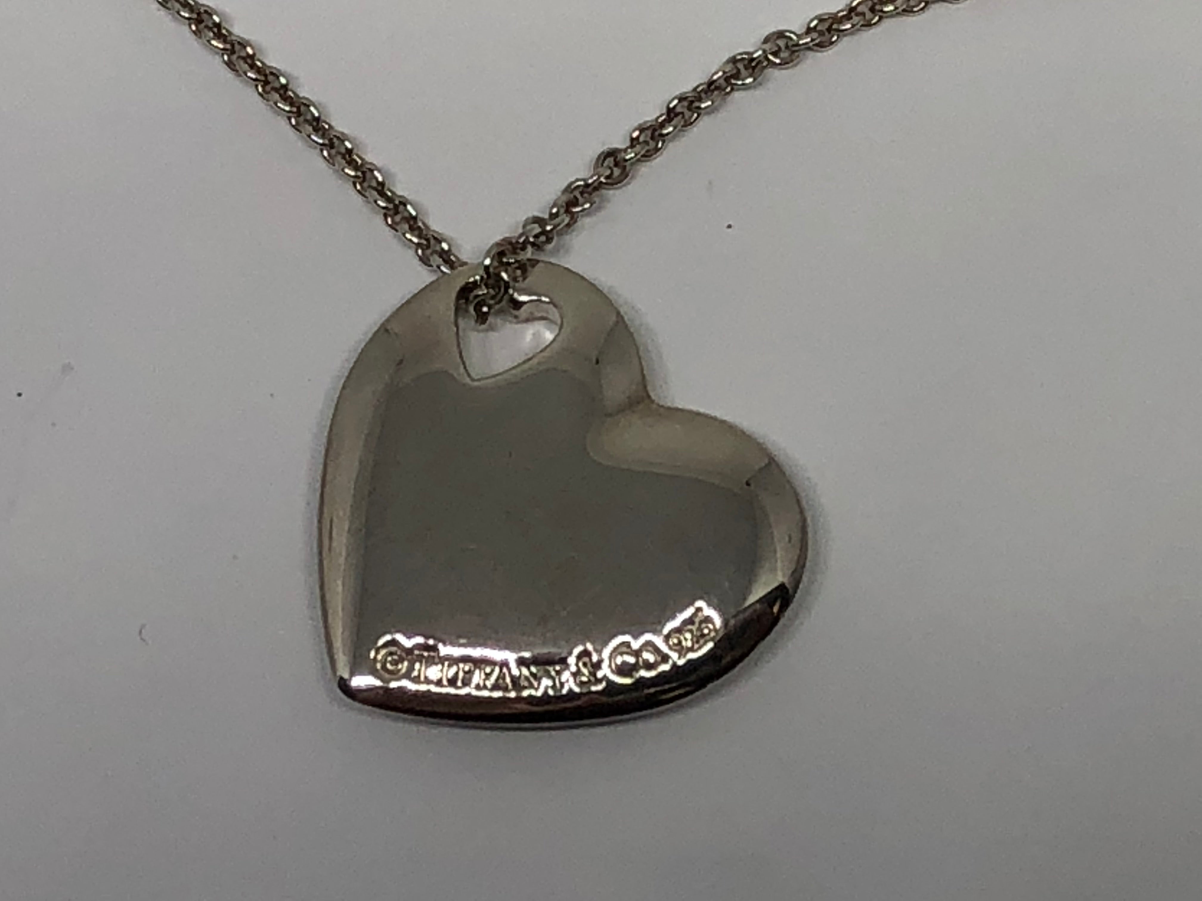 Tiffany & Co Sterling Silver Double Heart Cutout Pendant Necklace - Queen May