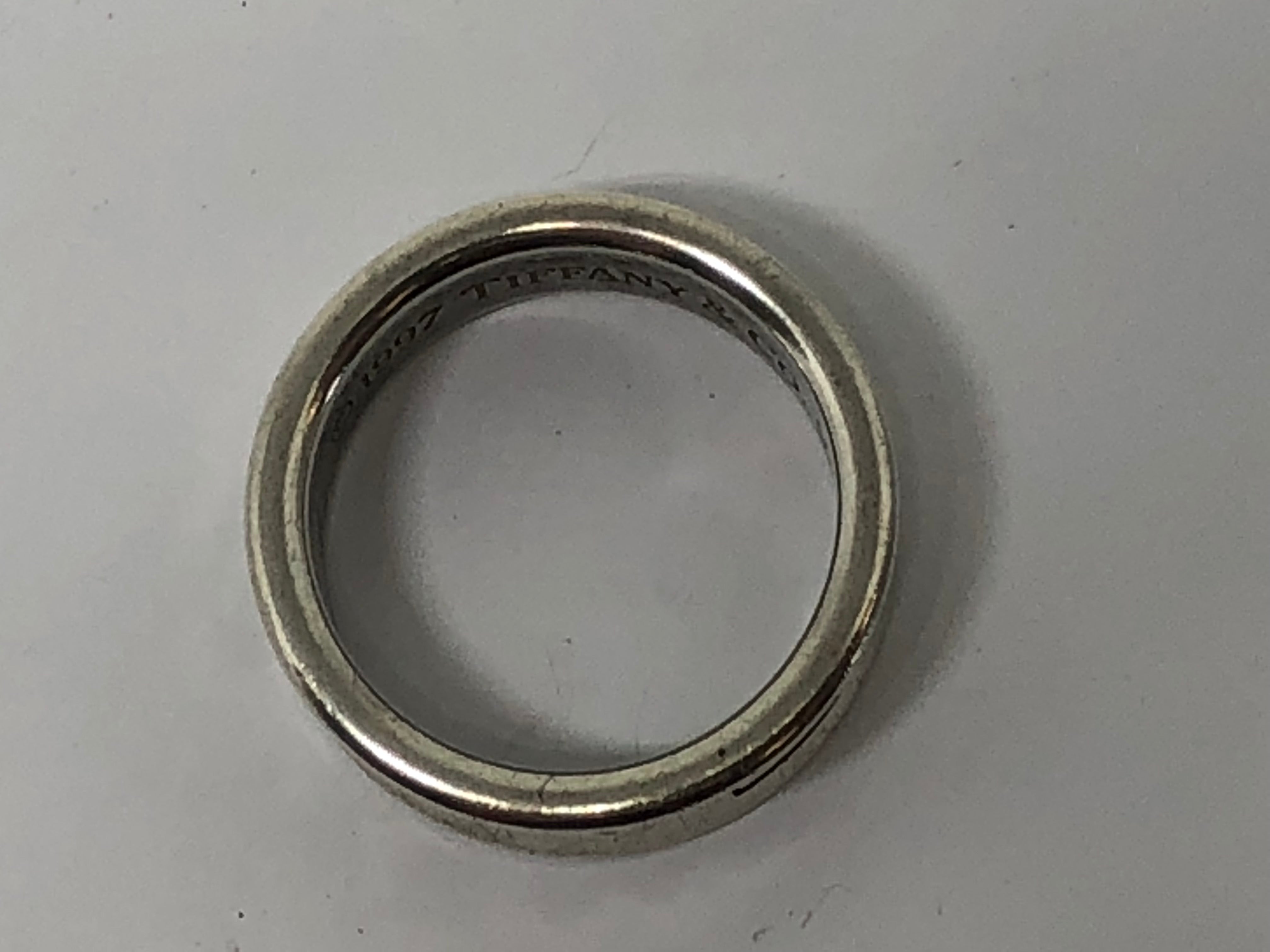 Tiffany & Co Sterling Silver Concave 1837 Band Ring Size 7.5 - Queen May