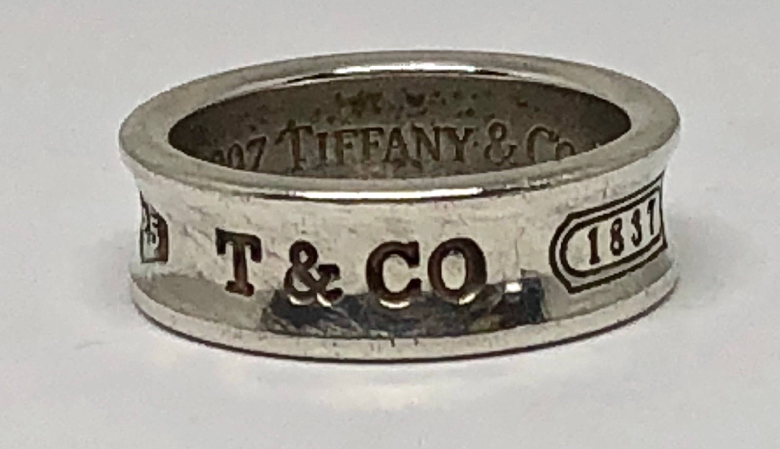 Tiffany & Co Sterling Silver Concave 1837 Band Ring Size 7.5 - Queen May
