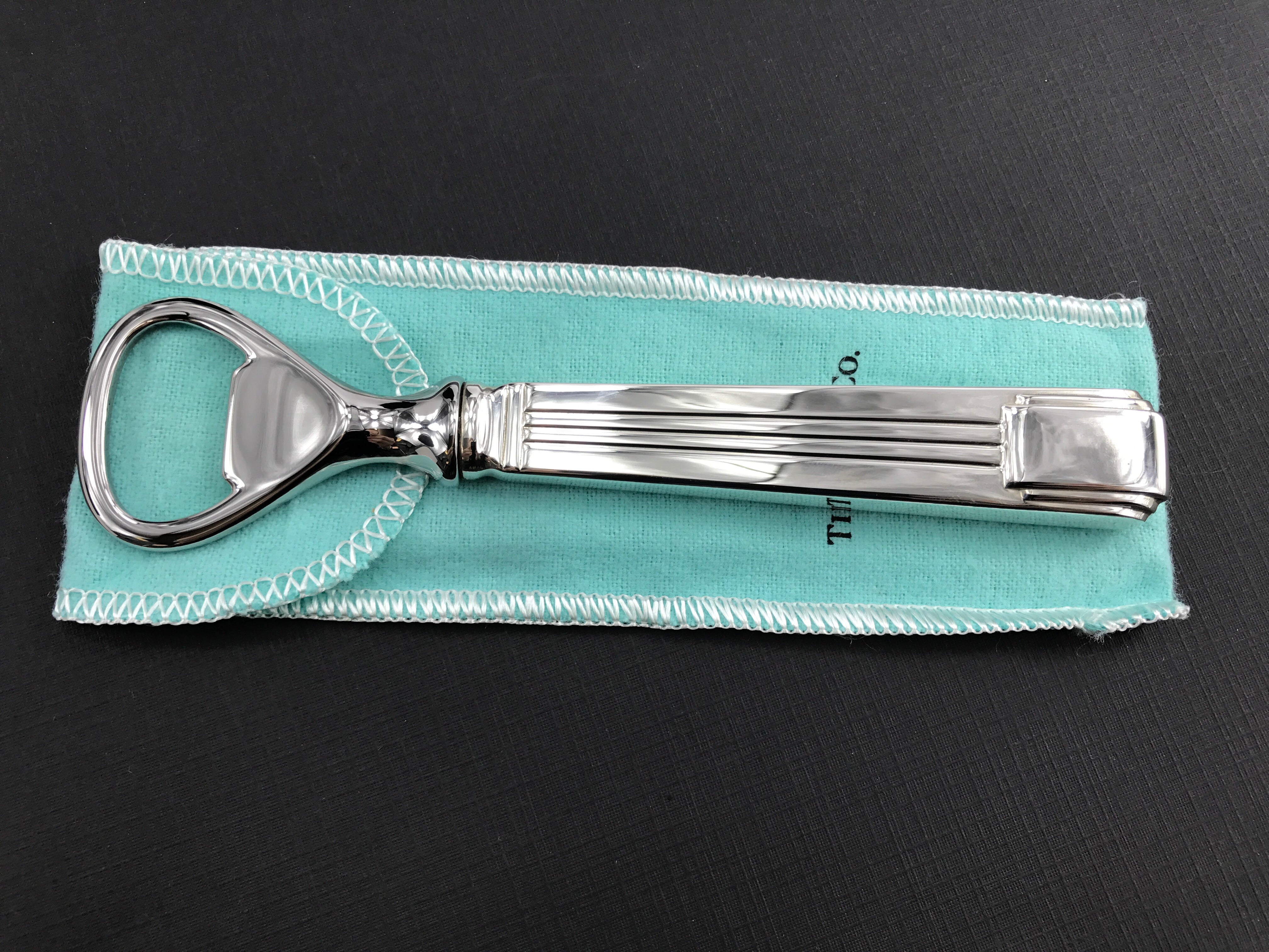 Tiffany & Co Sterling Silver Century Pattern Bottle Opener w/ Pouch - Queen May
