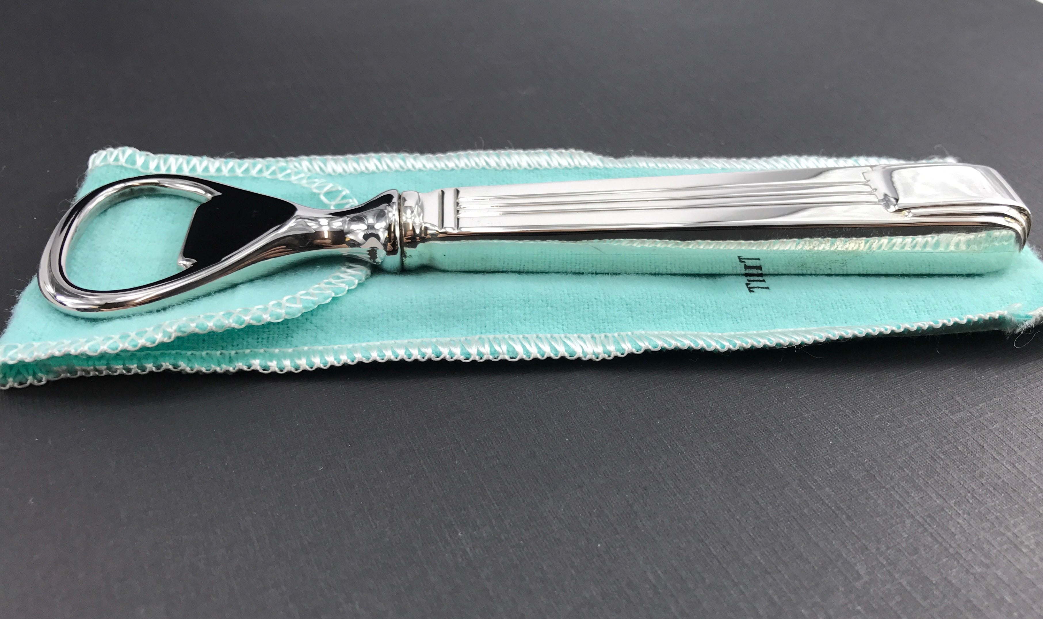 Tiffany & Co Sterling Silver Century Pattern Bottle Opener w/ Pouch - Queen May