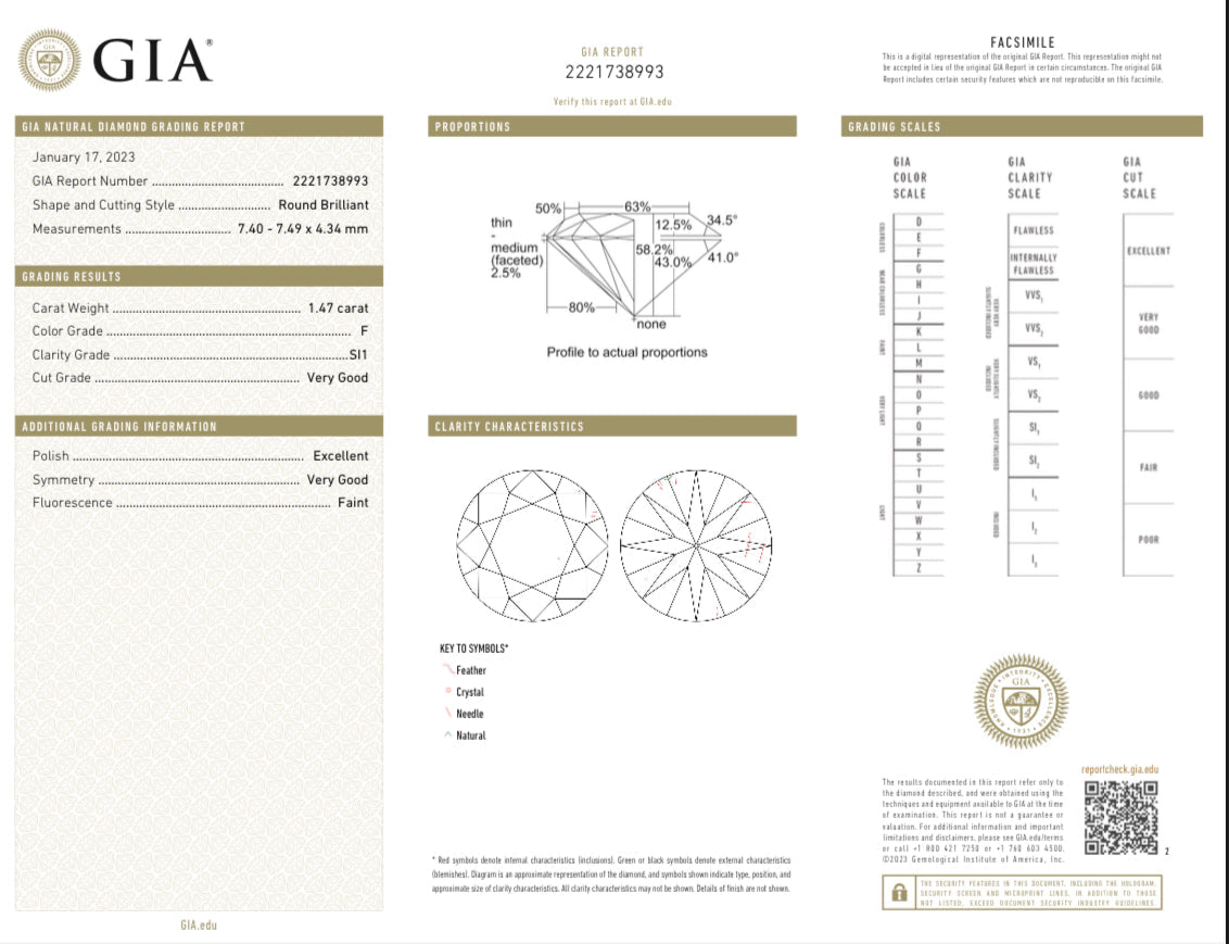 1.47 Carat Round Brilliant Diamond Three Stone Halo Engagement Ring in Platinum GIA Certified - Queen May