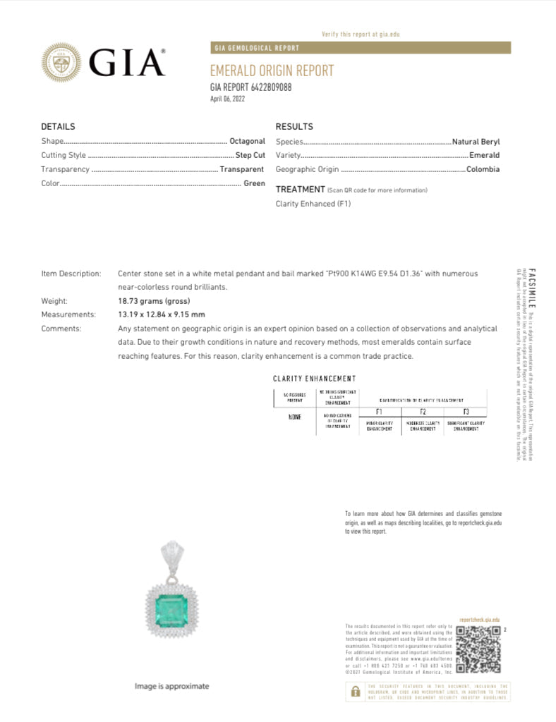 Platinum 9.54 Carat Natural Colombian Emerald & Diamond Halo Pendant Necklace GIA Certified - Queen May