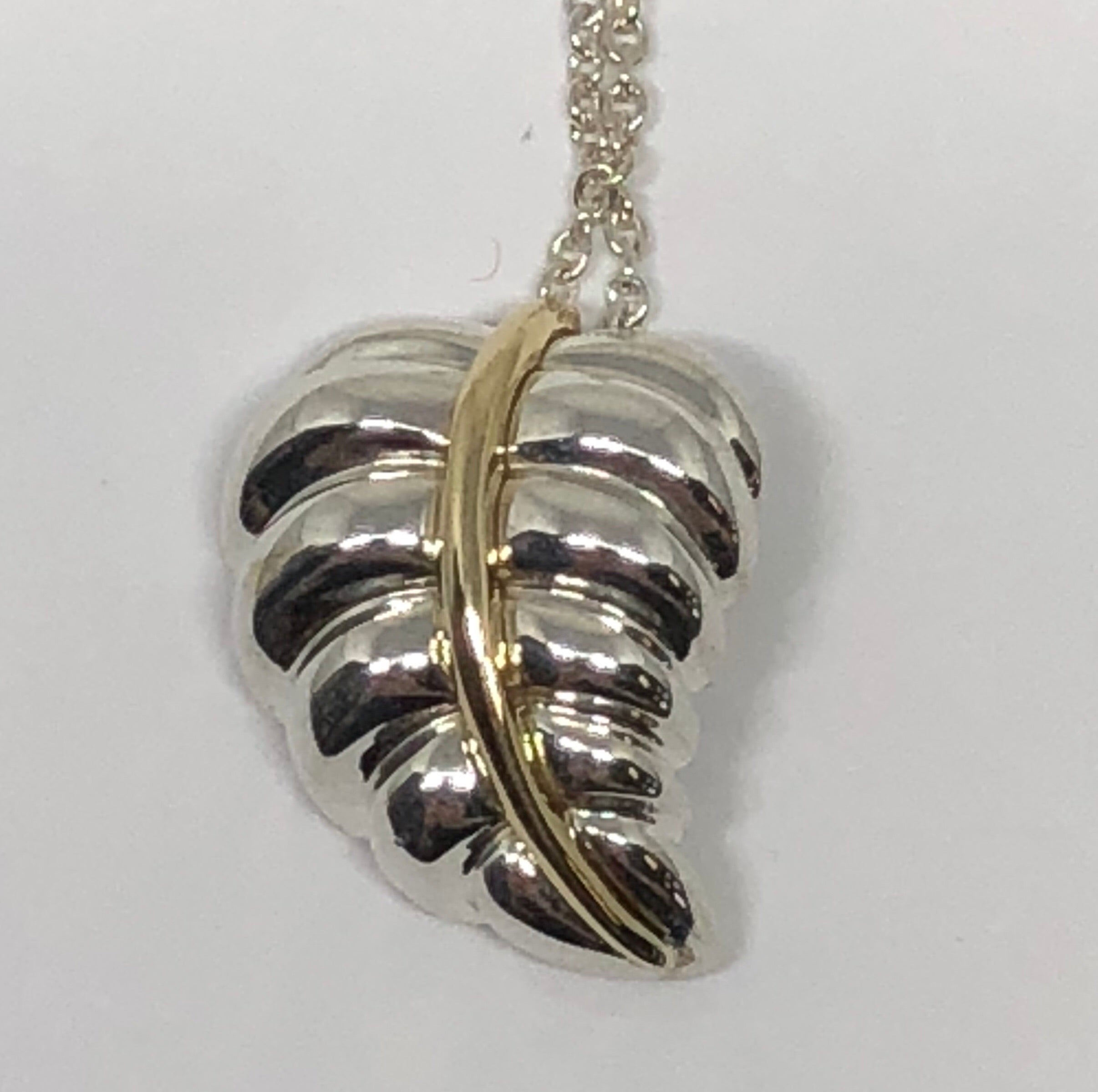 Tiffany & Co Sterling Silver & 18K Gold Leaf Necklace - Queen May