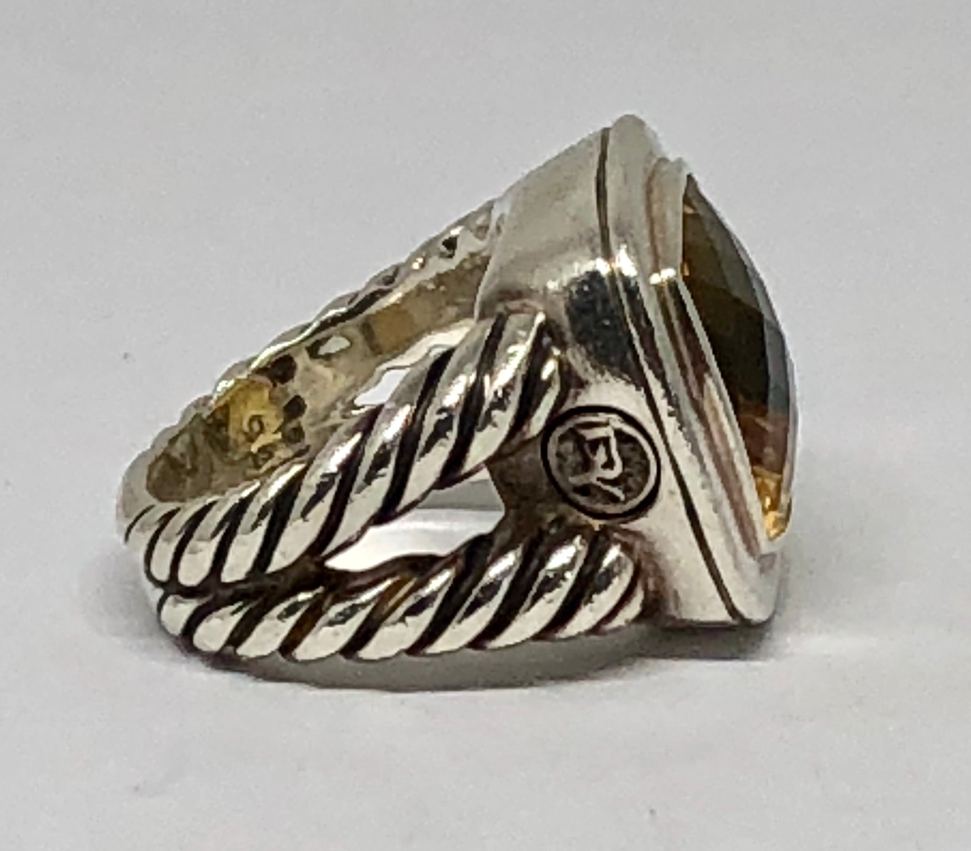 David Yurman Sterling Silver Citrine Albion Ring Size 6.25 - Queen May