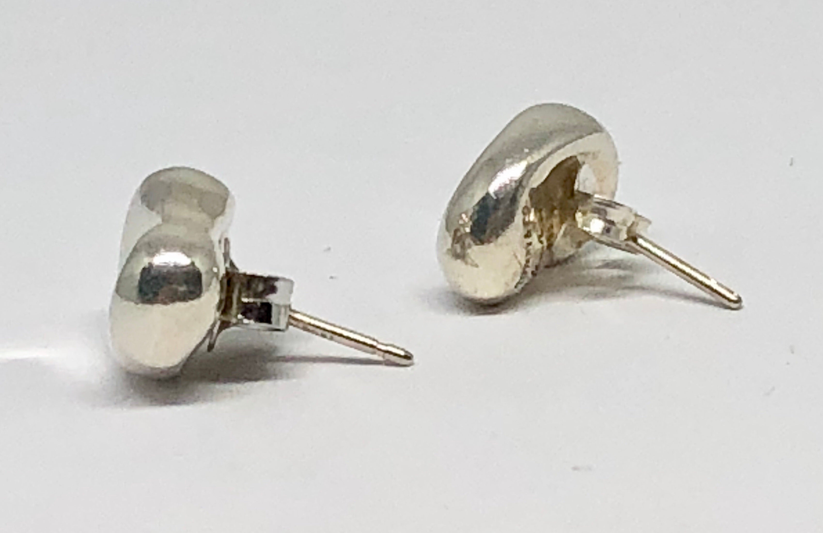 Tiffany & Co Sterling Silver Elsa Peretti Bean Stud Earrings - Queen May