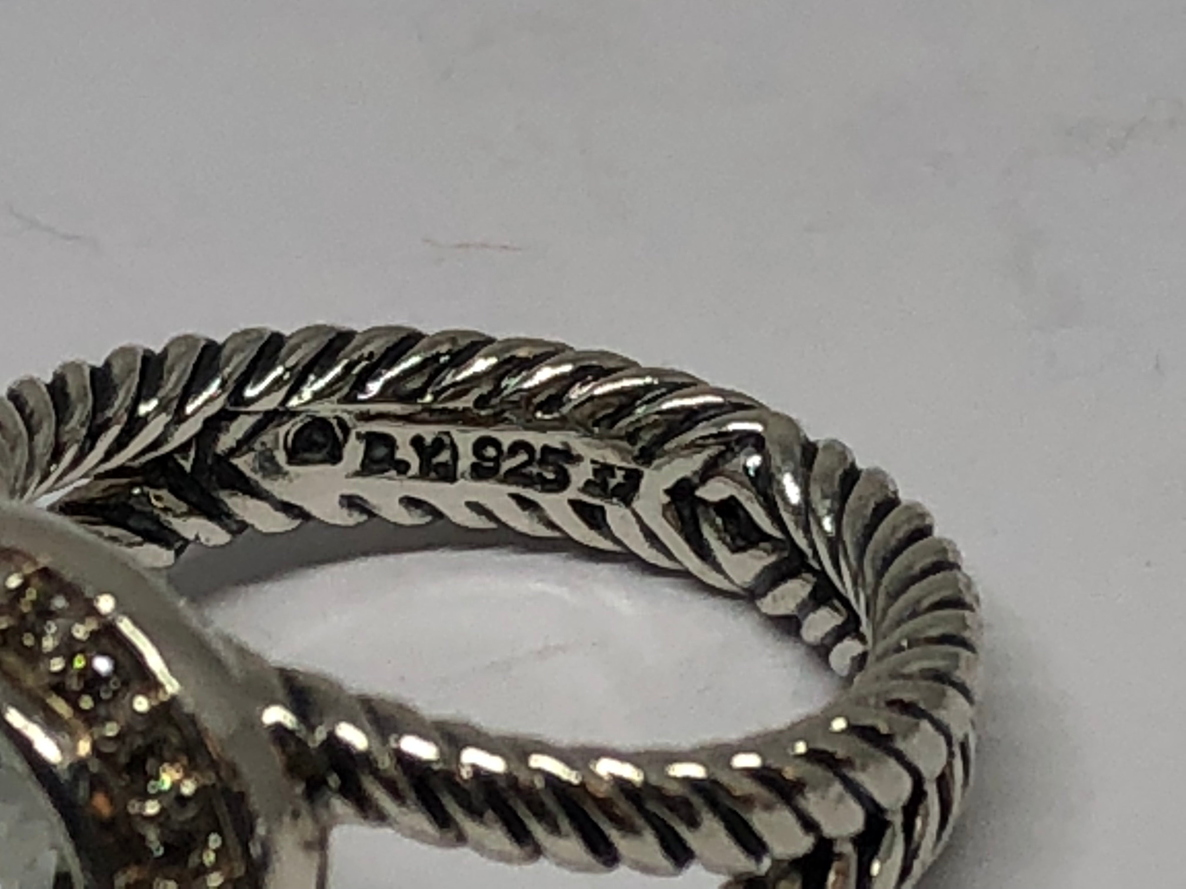 David Yurman Sterling Silver Diamond & Prasiolite Ring Size 6 - Queen May