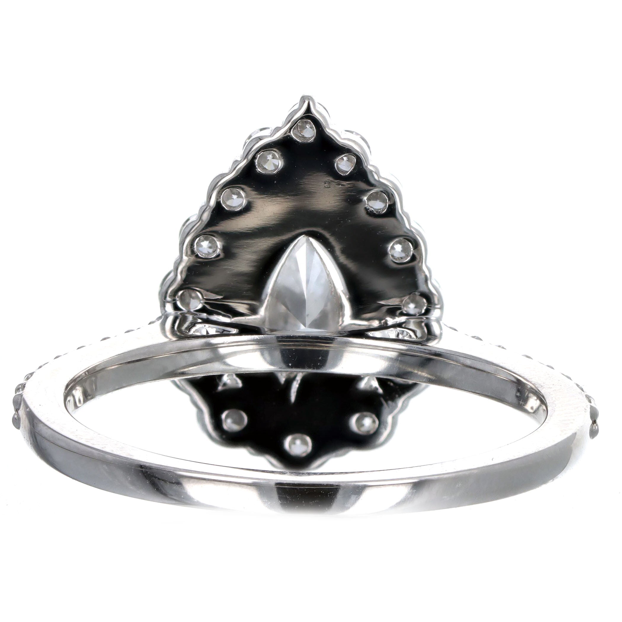 1.46 Carat Pear Diamond Graduated Halo Engagement Ring in Platinum GIA Certified - Queen May