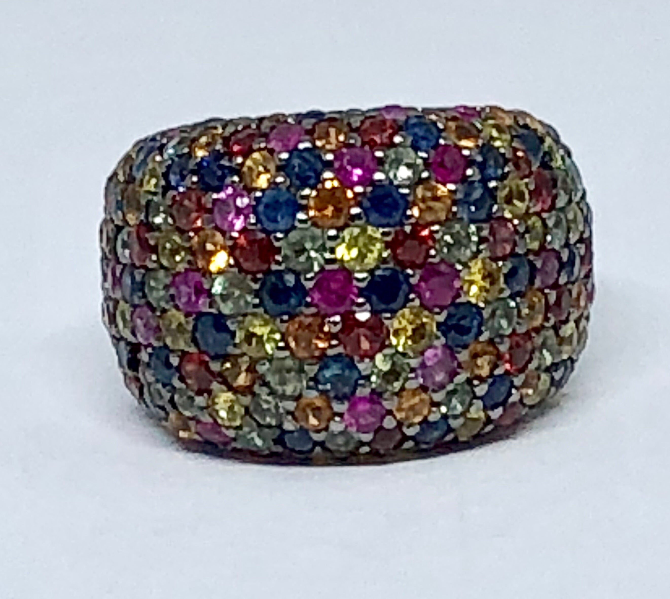 EFFY Sterling Silver Multi-Color Sapphire Splash Large Dome Ring Size 7 - Queen May