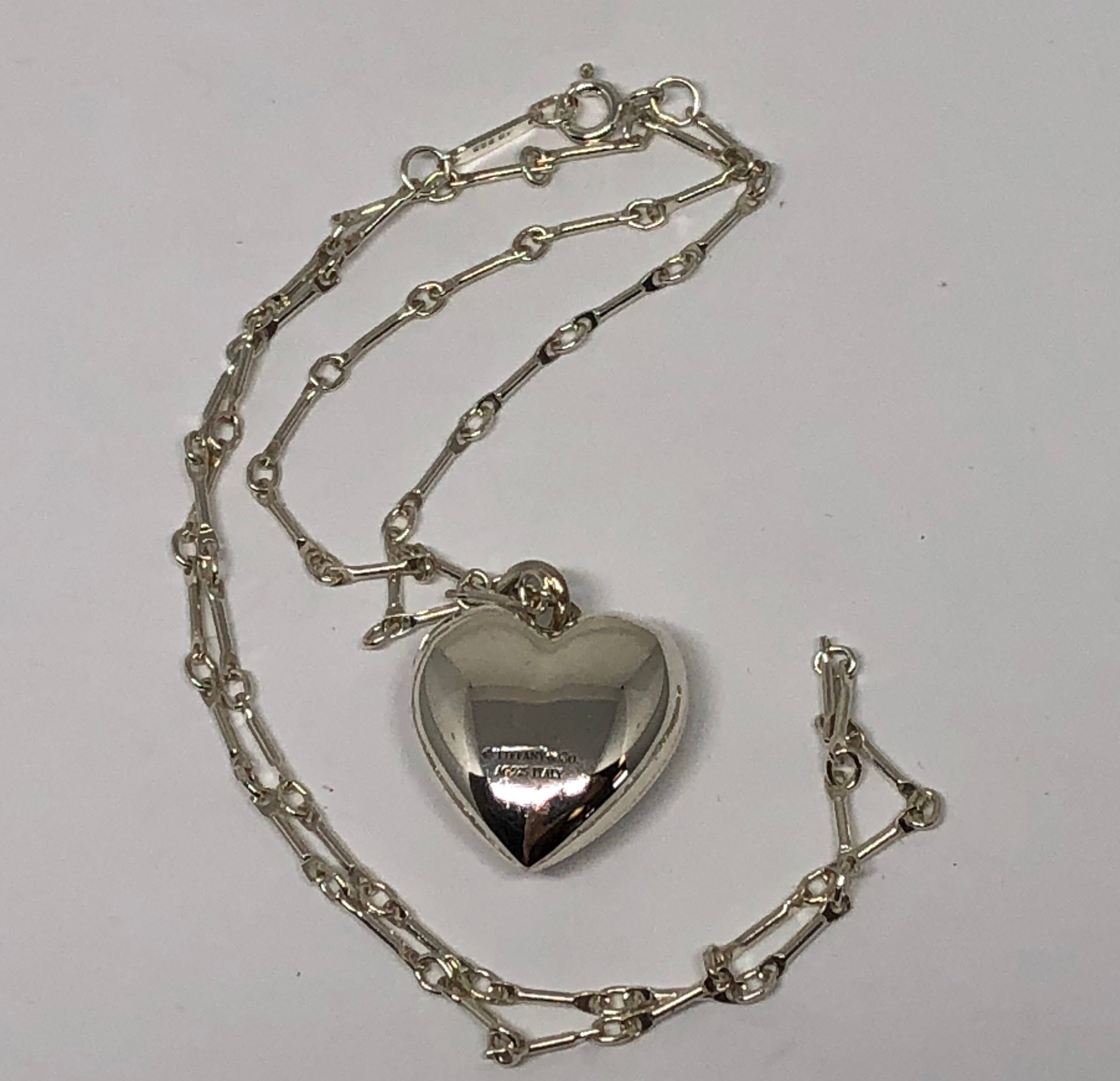 Tiffany & Co Sterling Silver Puffed Heart Necklace 18" - Queen May