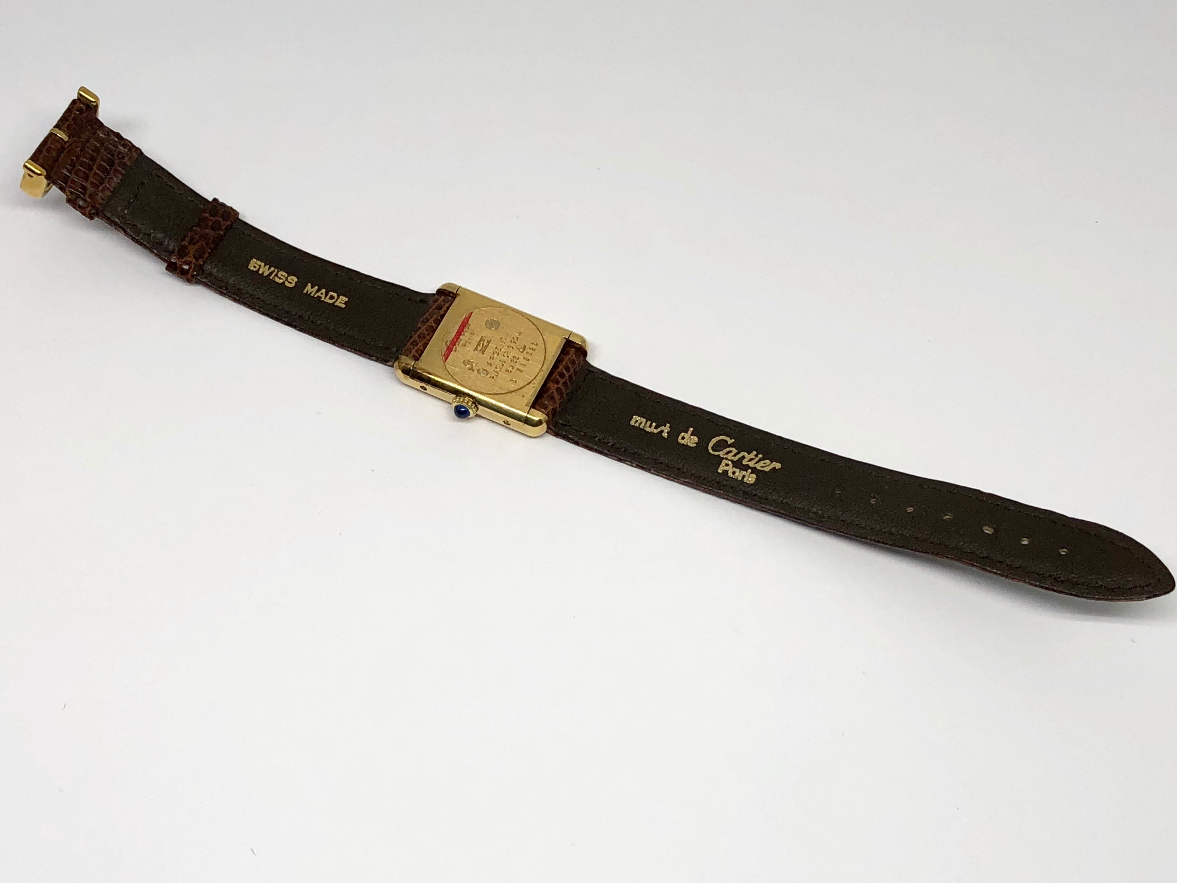 Cartier Sterling Silver Gold Washed Must de Cartier Tank Women's Watch Mechanical - Queen May