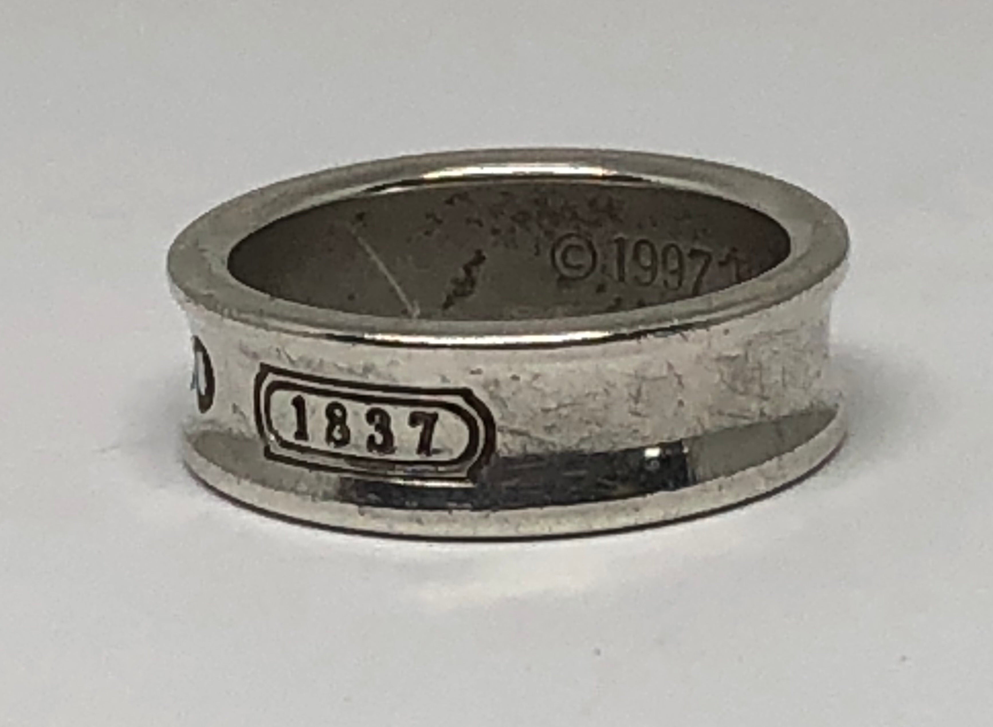 Tiffany & Co Sterling Silver Concave 1837 Band Ring Size 7.5 - Queen May