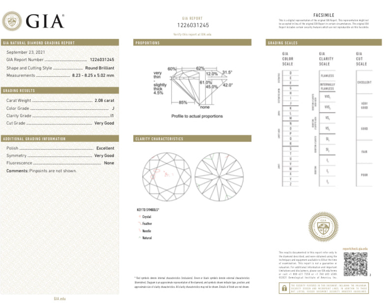 18K Yellow Gold & Platinum 2.08 Carat Round Brilliant Cut Diamond Solitaire Engagement Ring GIA Certified - Queen May