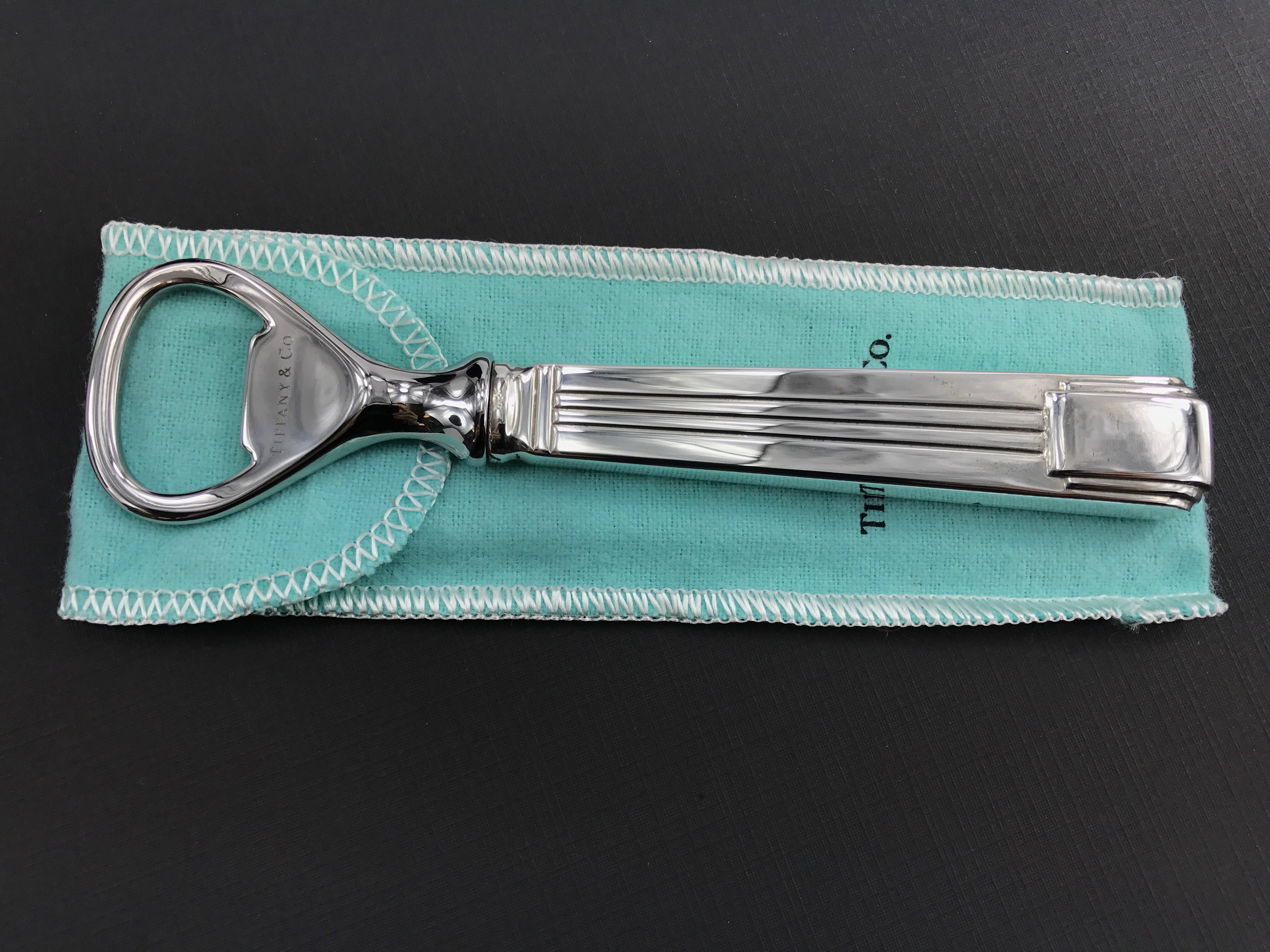 Tiffany & Co Sterling Silver Century Pattern Bottle Opener w/ Pouch - Queen May