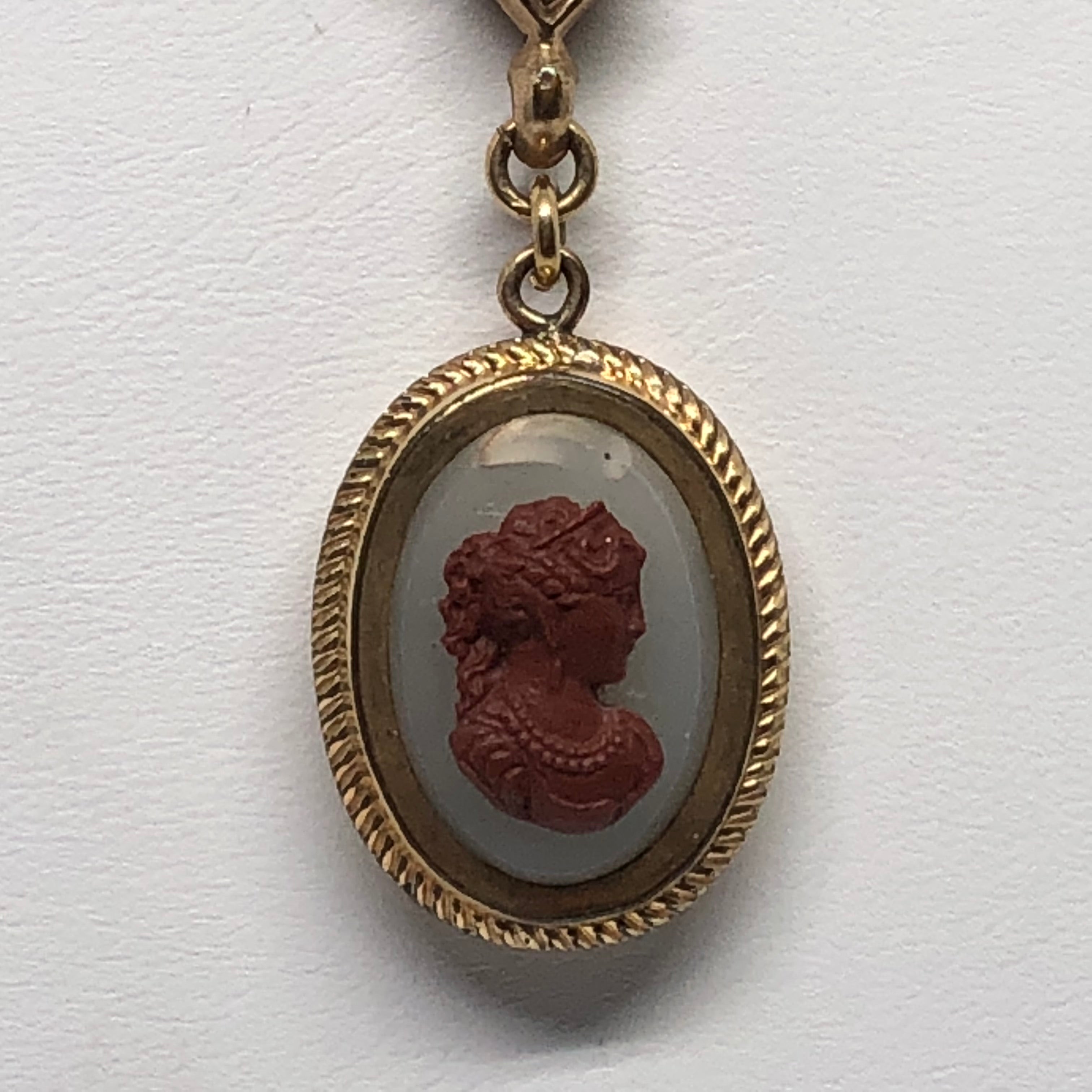 Victorian Gold Filled Double Sided Cameo & Hand Painted Swiss Maiden Necklace - Queen May