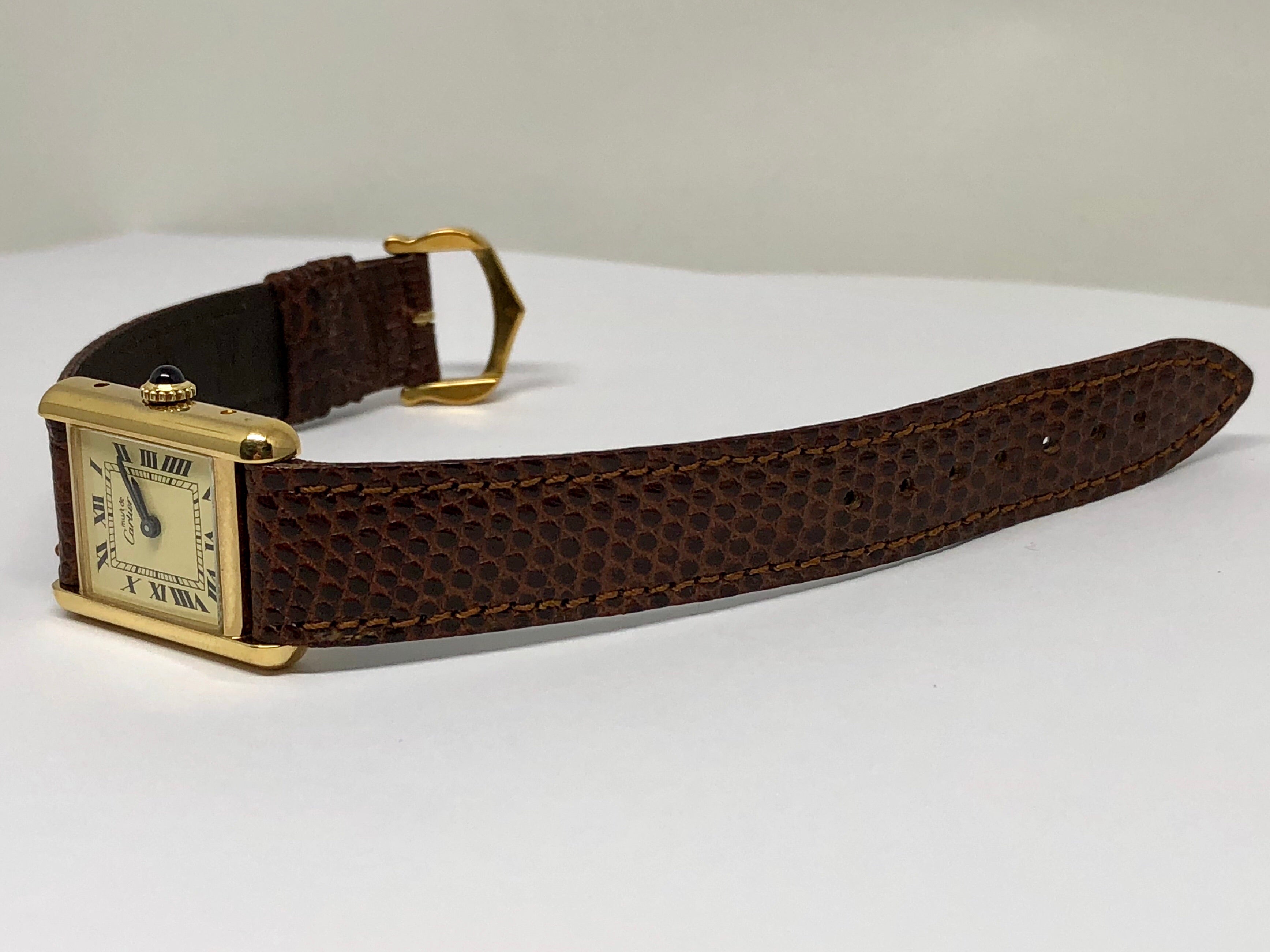 Cartier Sterling Silver Gold Washed Must de Cartier Tank Women's Watch Mechanical - Queen May