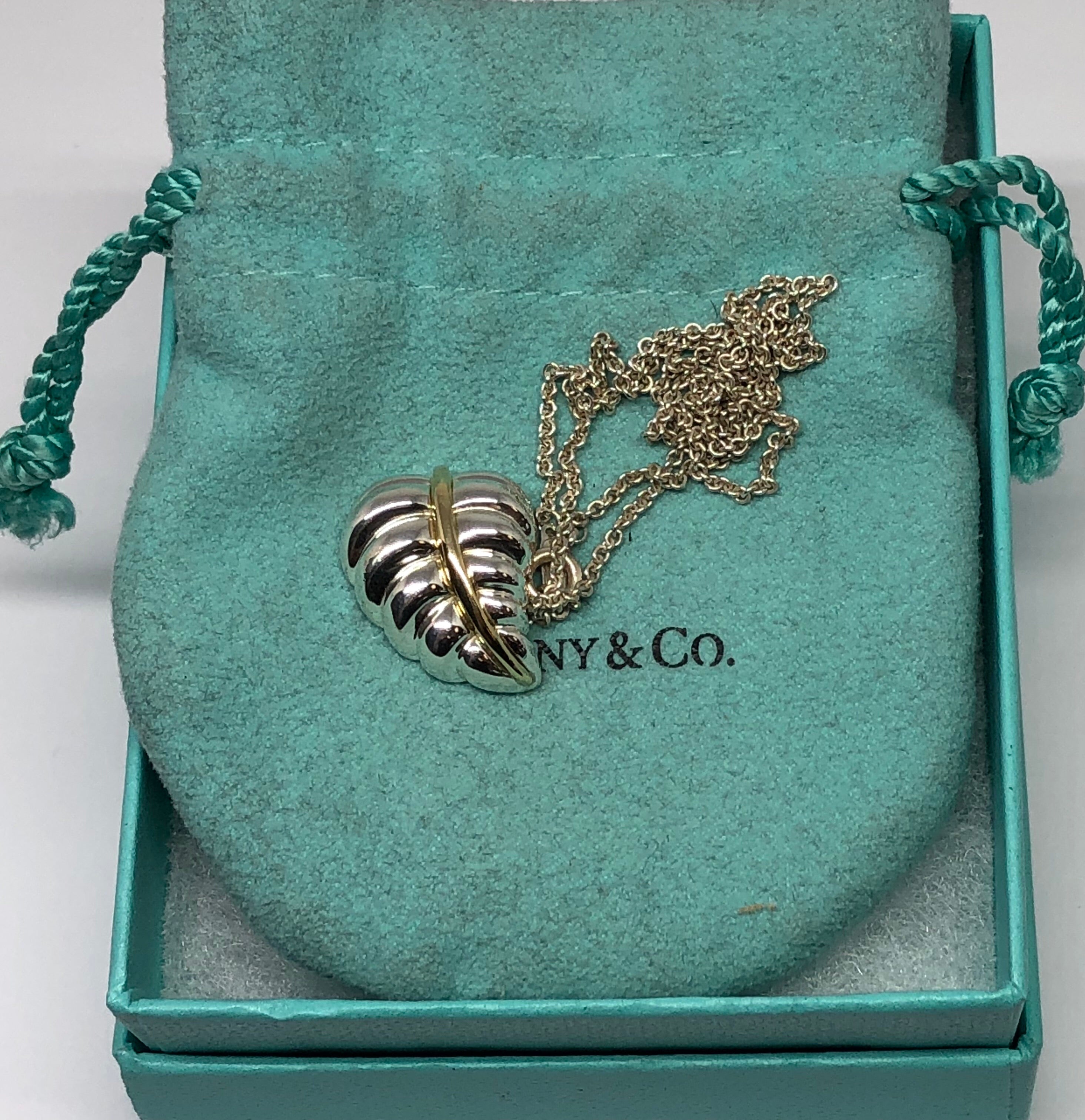 Tiffany & Co Sterling Silver & 18K Gold Leaf Necklace - Queen May