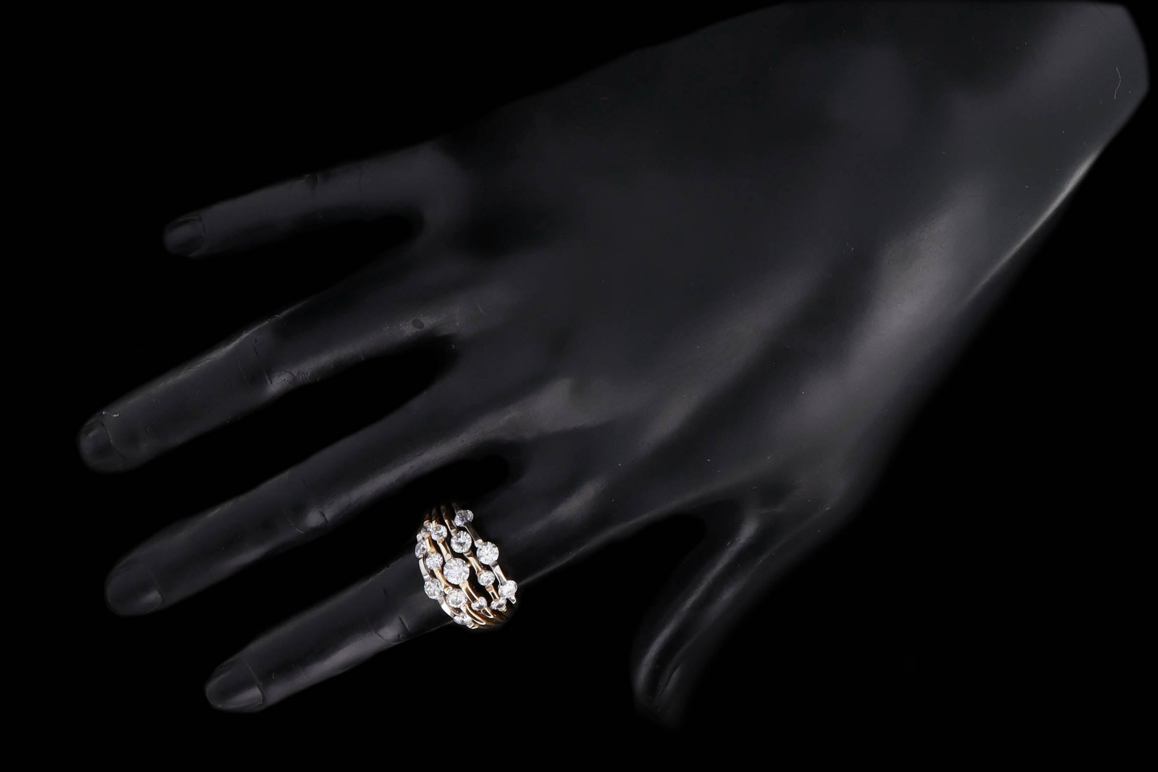 14K Gold Two Tone 1.25 Carat Total Weight Diamond Floating Wide Band - Queen May