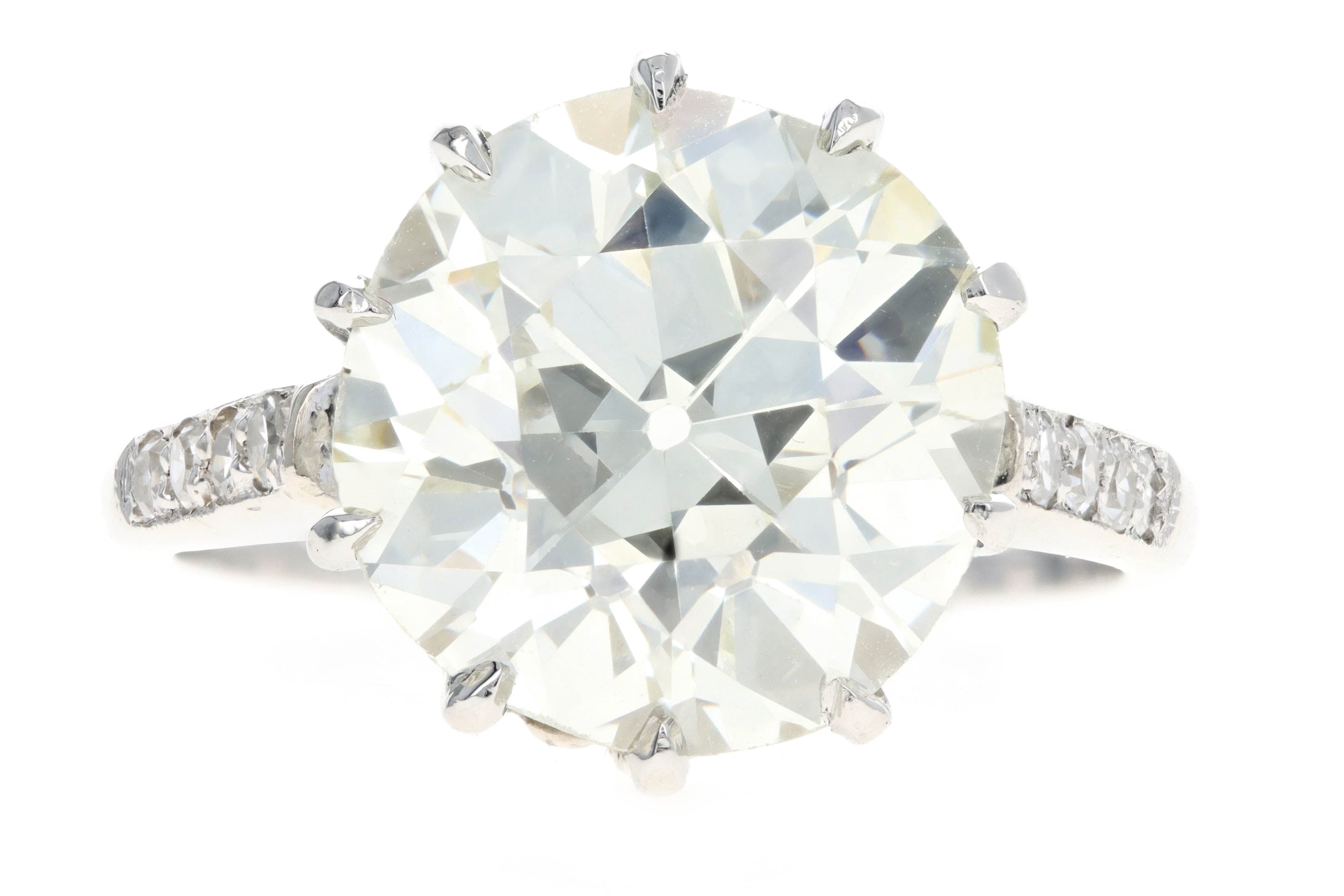 Art Deco 14K White Gold 6.26 Carat Old European Cut Diamond Engagement Ring GIA Certified - Queen May