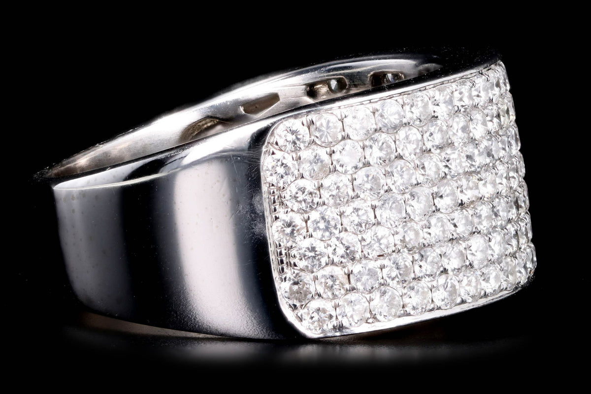 14K White Gold 2.0 Carat Total Weight Diamond Pave Wide Band - Queen May