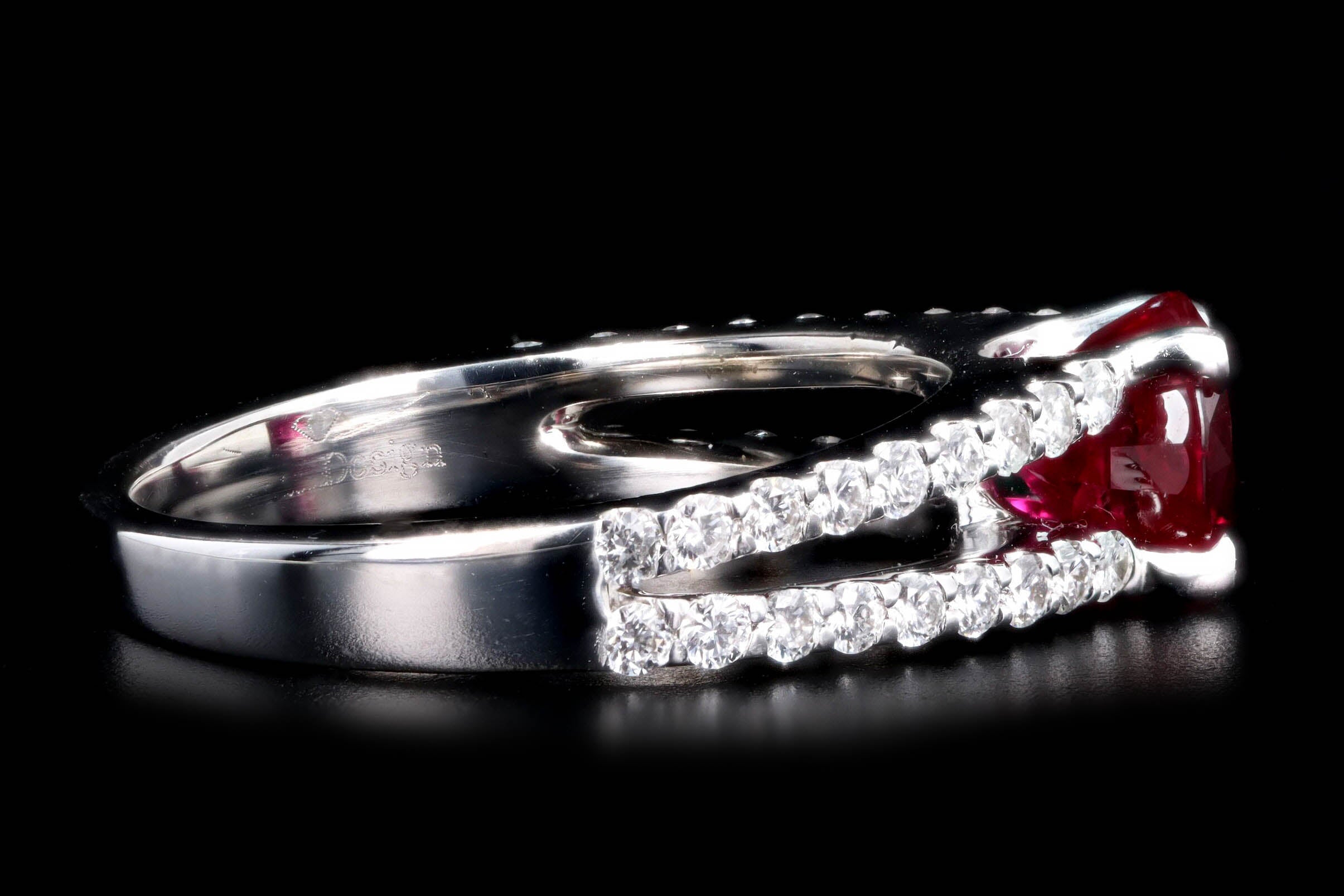 18K White Gold 1.22 Carat ''Pigeon's Blood'' Burma Natural Ruby & Diamond Ring GIA Certified - Queen May