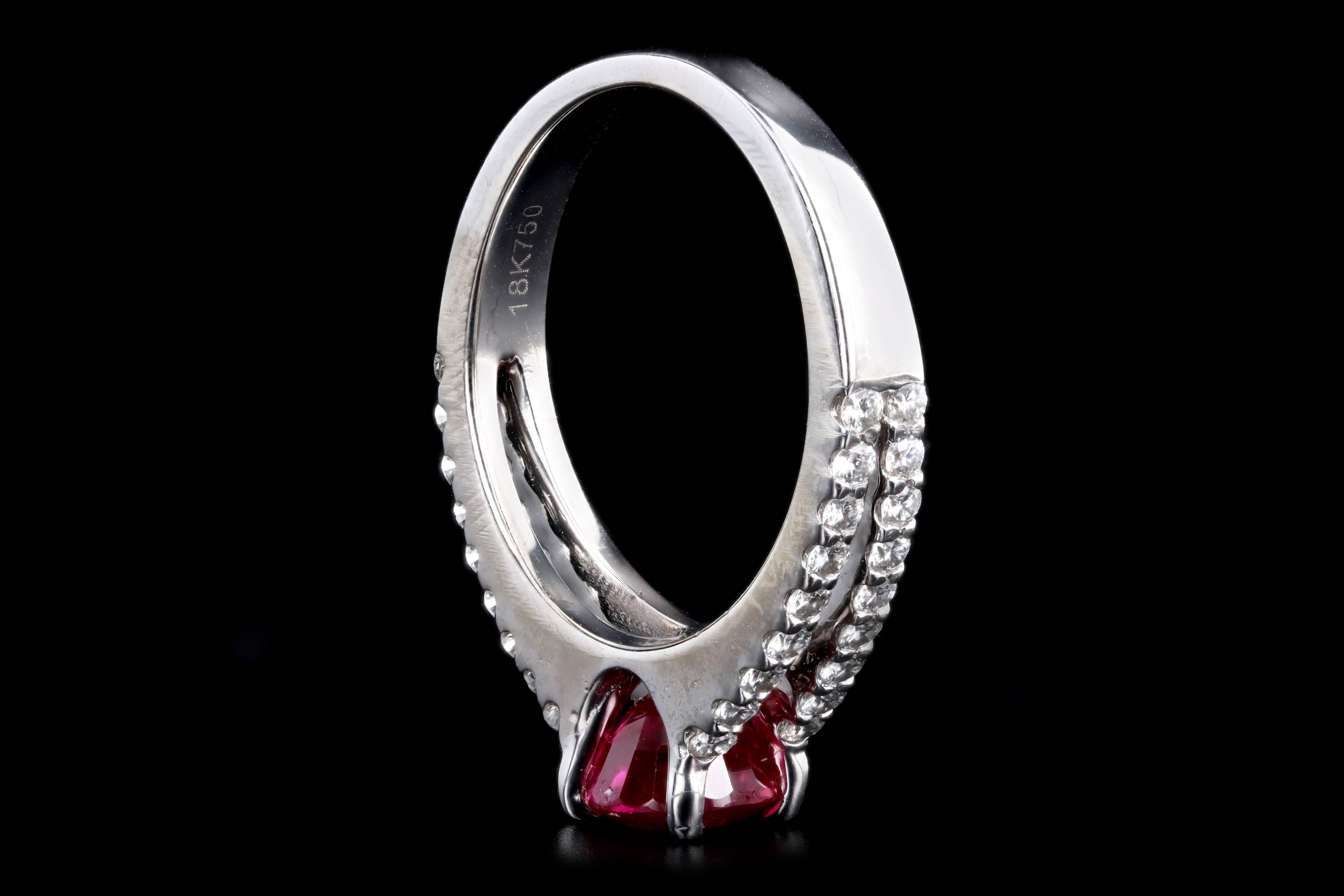 18K White Gold 1.22 Carat ''Pigeon's Blood'' Burma Natural Ruby & Diamond Ring GIA Certified - Queen May