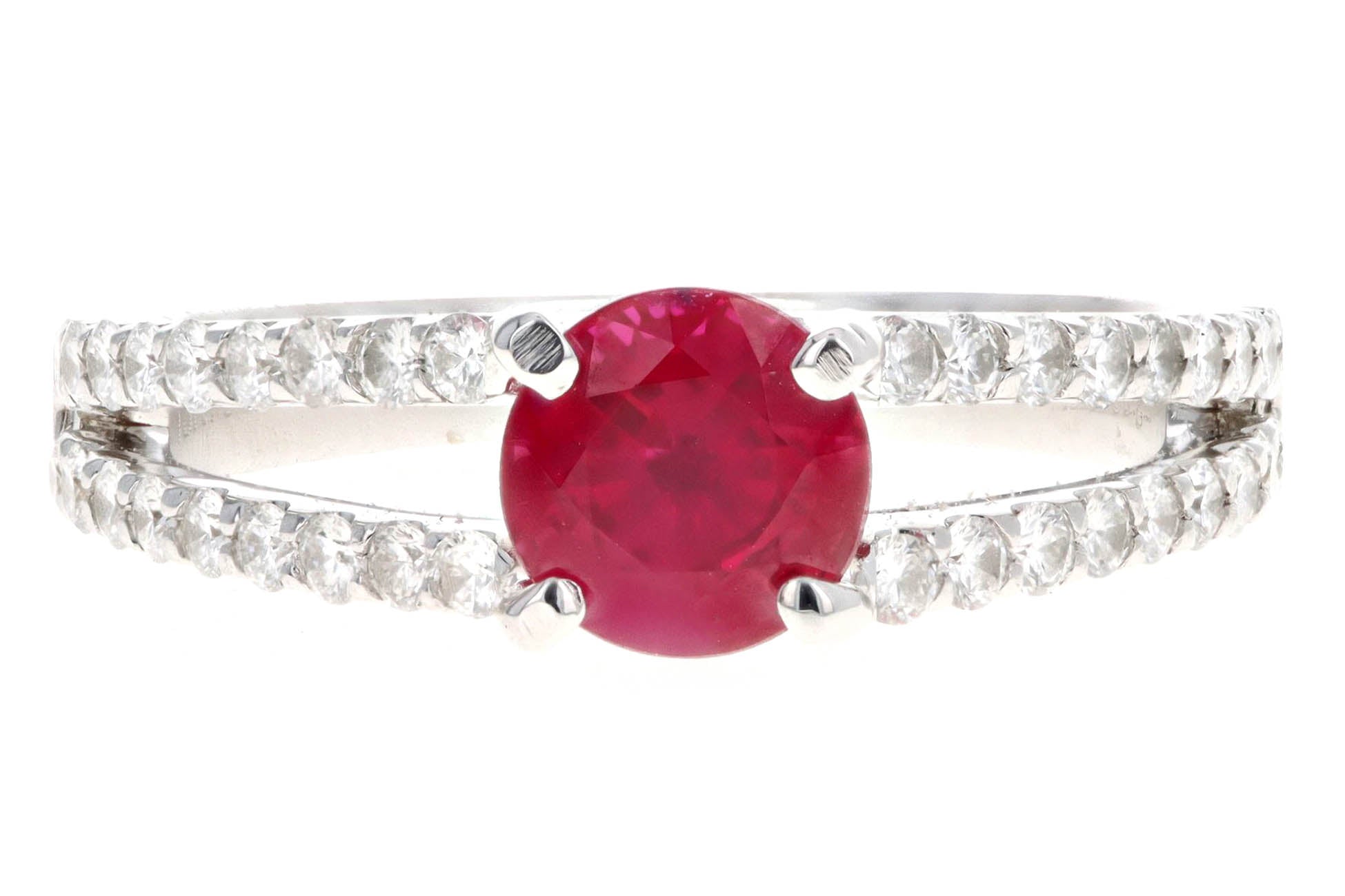 18K White Gold 1.22 Carat ''Pigeon's Blood'' Burma Natural Ruby & Diamond Ring GIA Certified - Queen May