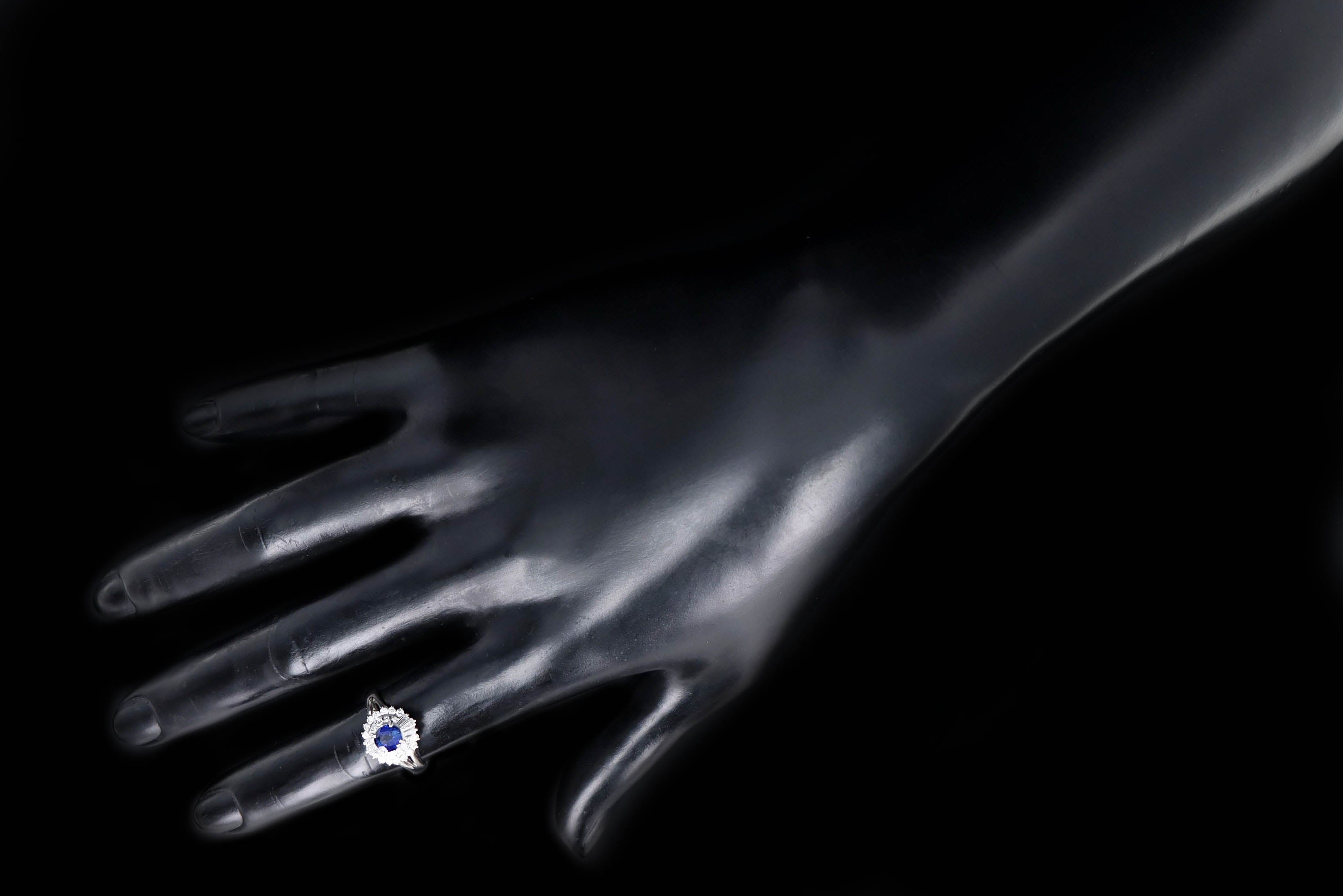 Retro Platinum 1.73 Carat Round Natural Sapphire & Diamond Ballerina Ring - Queen May