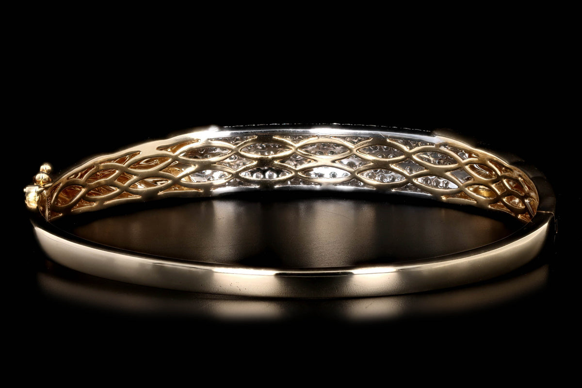 14K Yellow Gold 2 Carat Total Weight Diamond Pave Leaf Bangle - Queen May