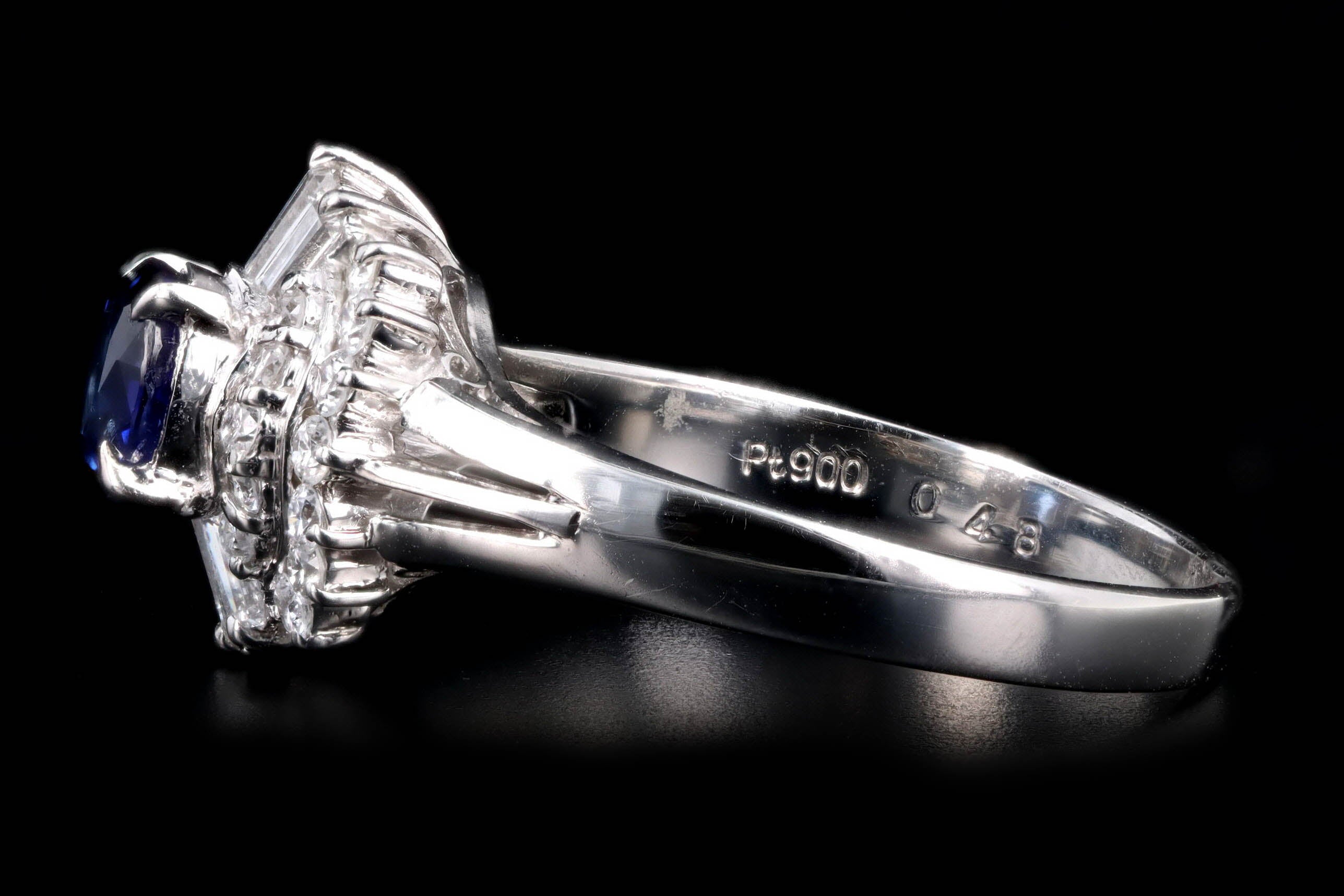 Retro Platinum 1.73 Carat Round Natural Sapphire & Diamond Ballerina Ring - Queen May