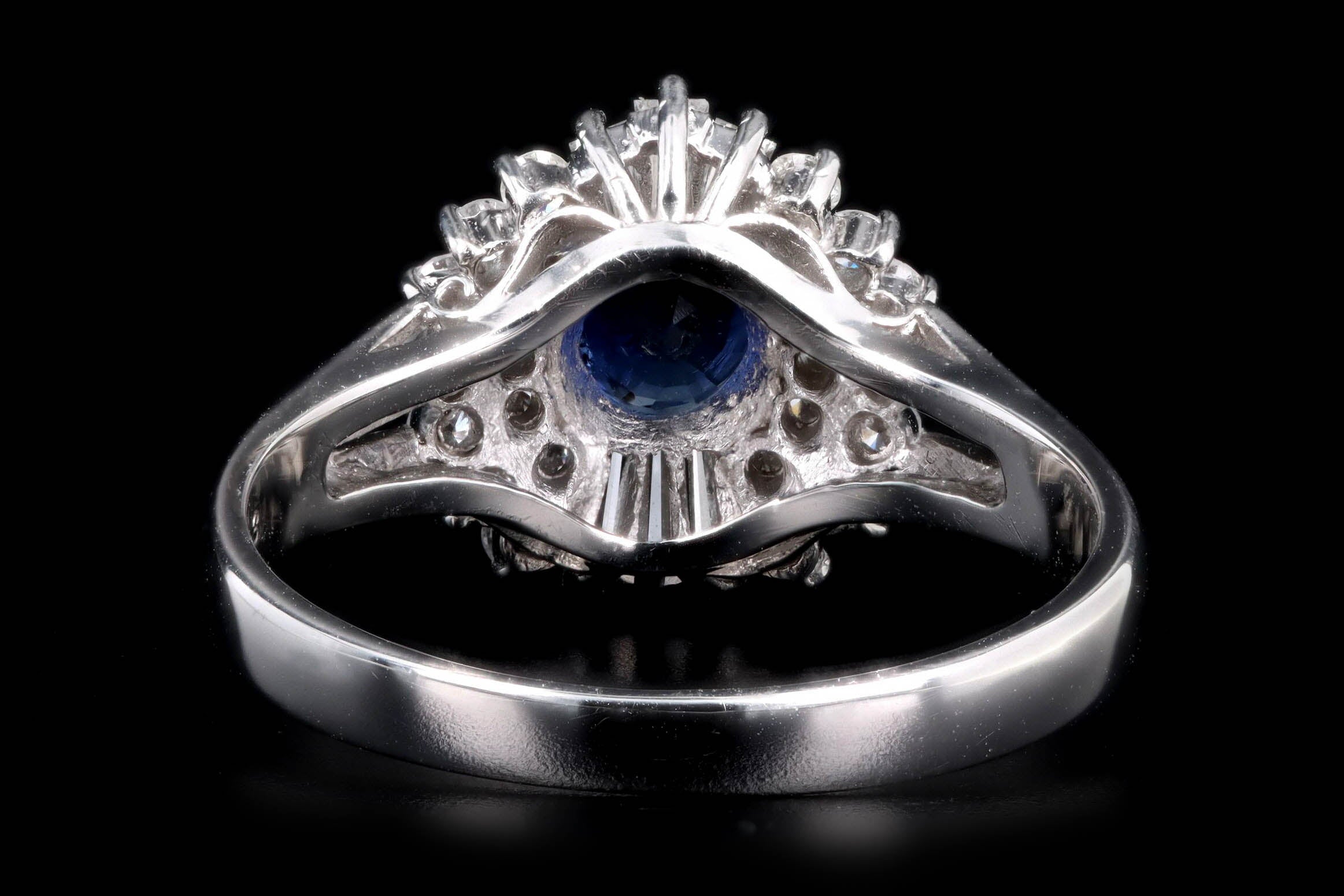 Retro Platinum 1.73 Carat Round Natural Sapphire & Diamond Ballerina Ring - Queen May