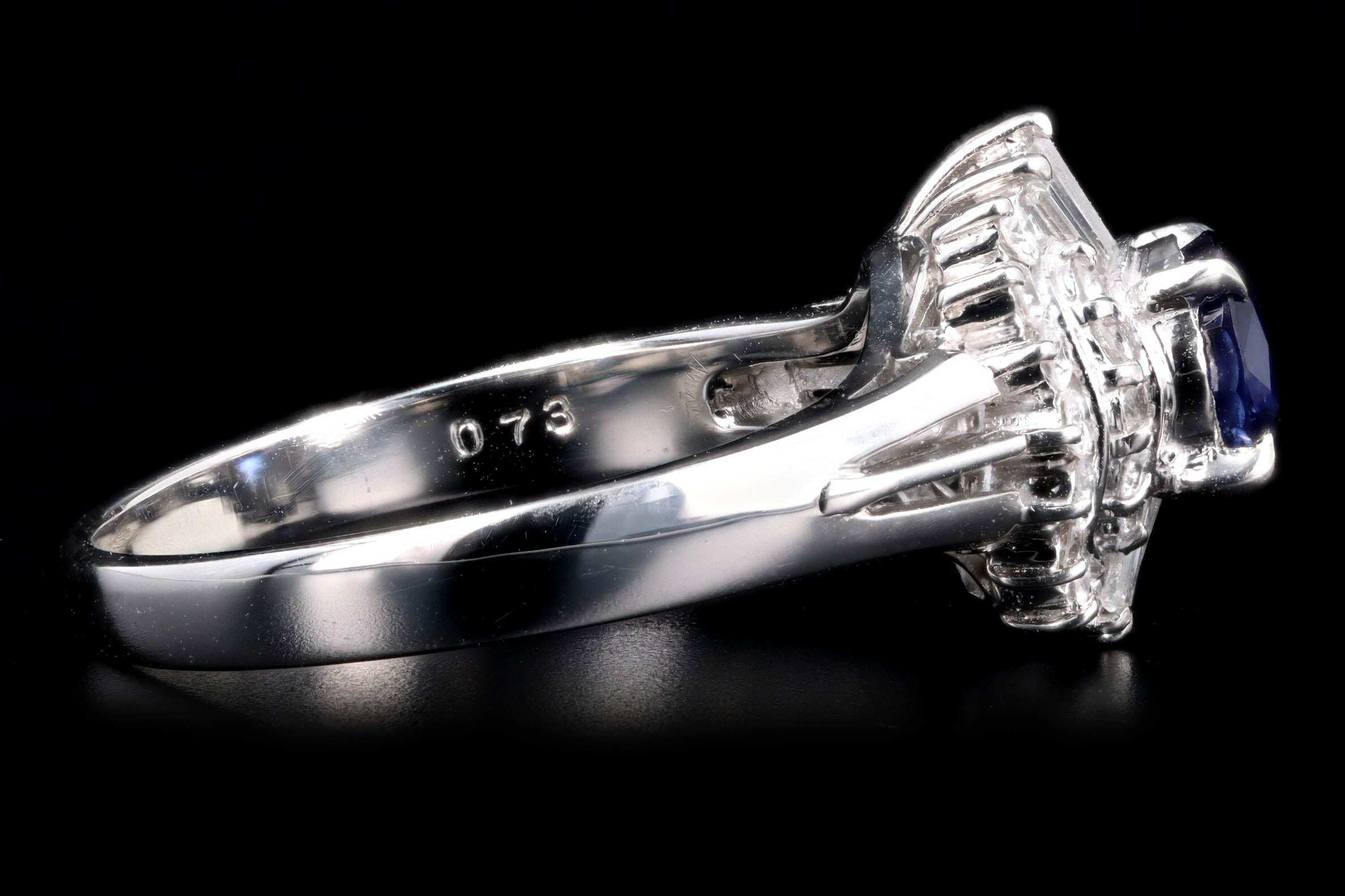 Retro Platinum 1.73 Carat Round Natural Sapphire & Diamond Ballerina Ring - Queen May