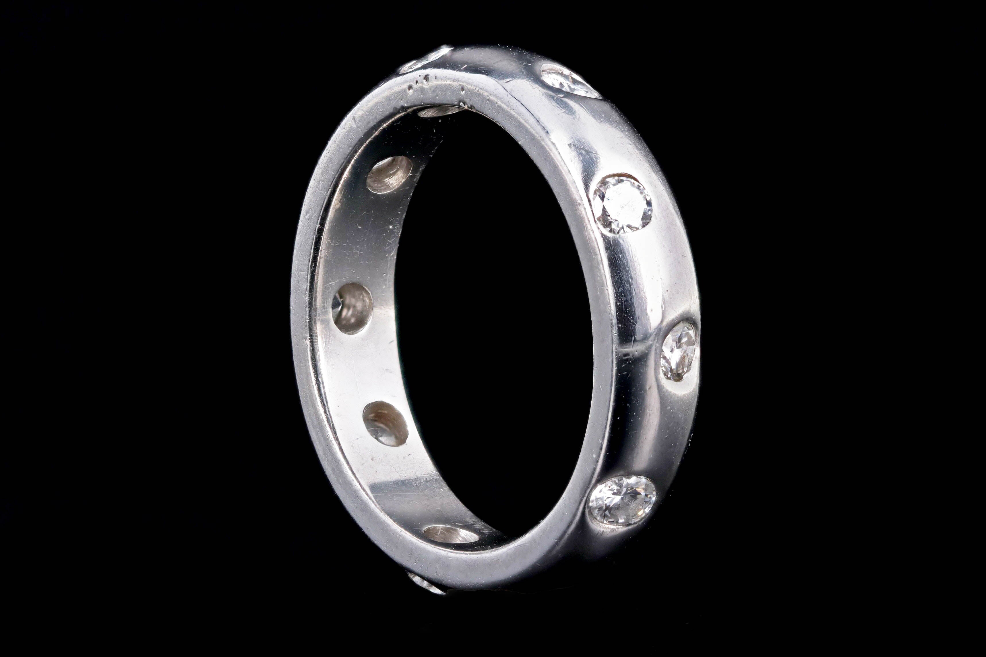 Platinum 0.40 Carat Total Weight Round Brilliant Diamond Bezel Set Band - Queen May