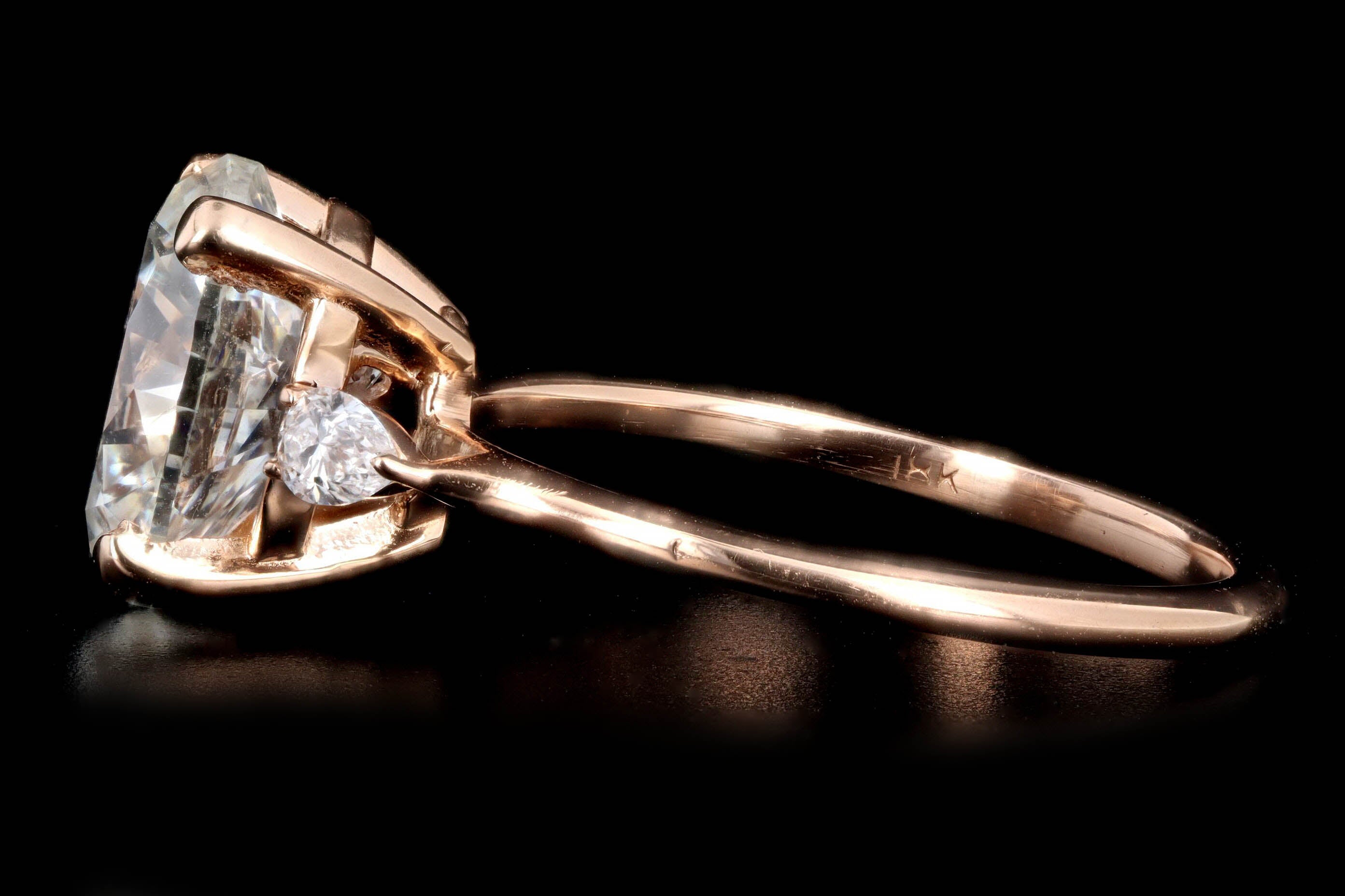 18K Rose Gold 2.99 Carat Oval Diamond Three Stone Engagement Ring GIA Certified - Queen May