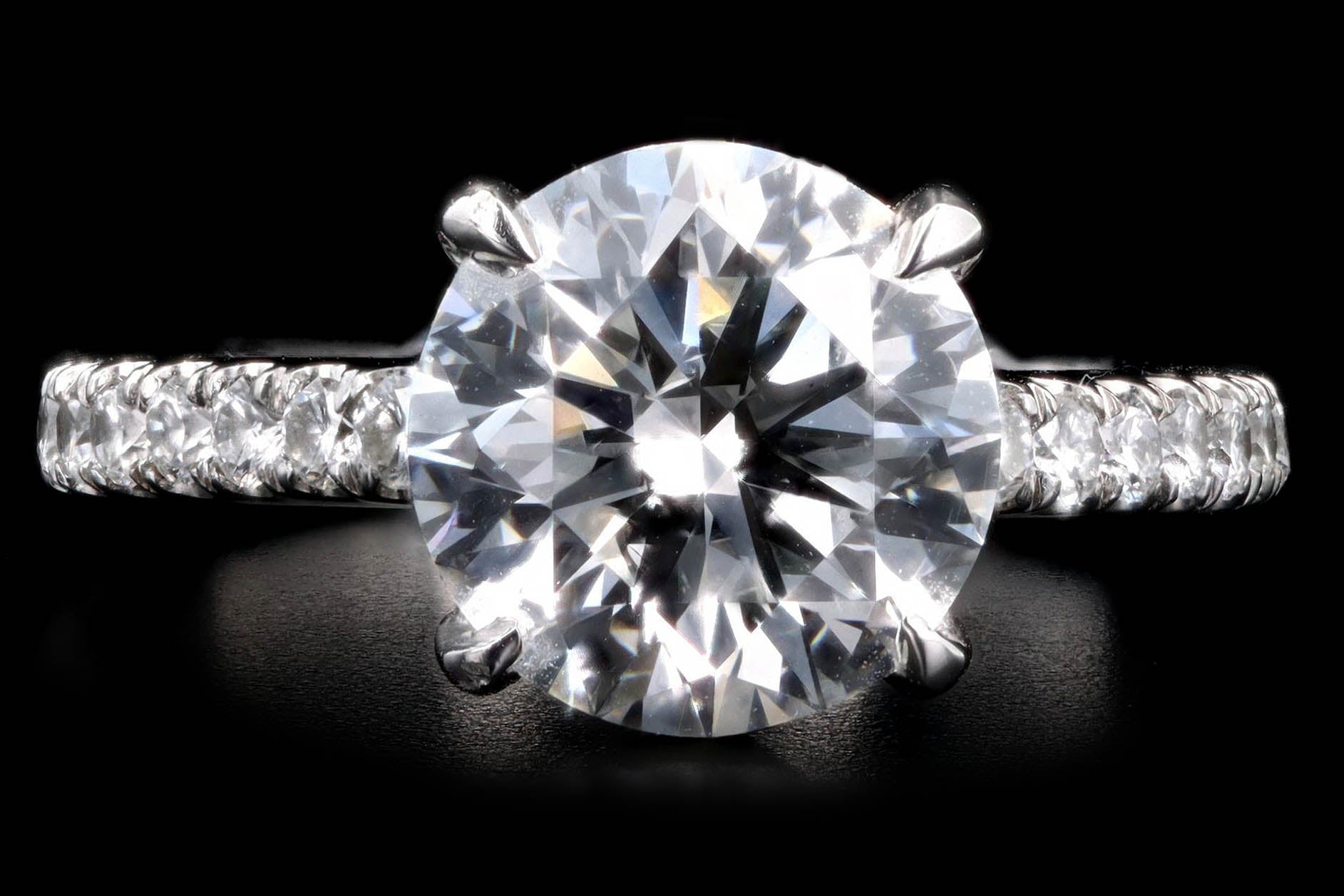 Platinum 3.24 Carat Round Brilliant Diamond Hidden Halo Engagement Ring - Queen May