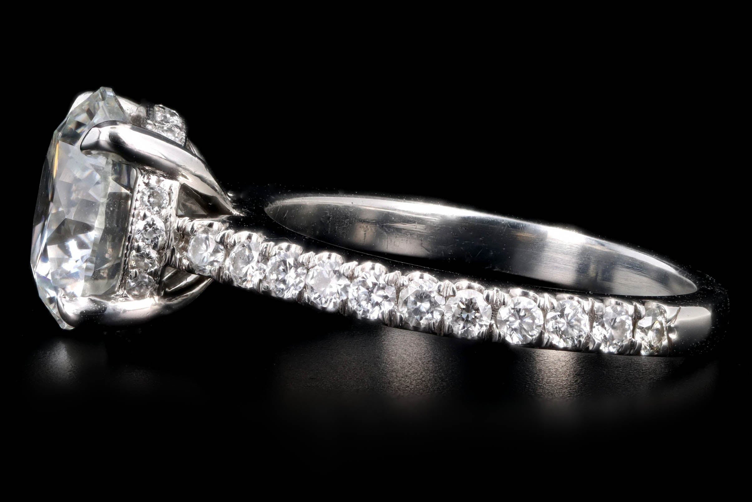 Platinum 3.24 Carat Round Brilliant Diamond Hidden Halo Engagement Ring - Queen May