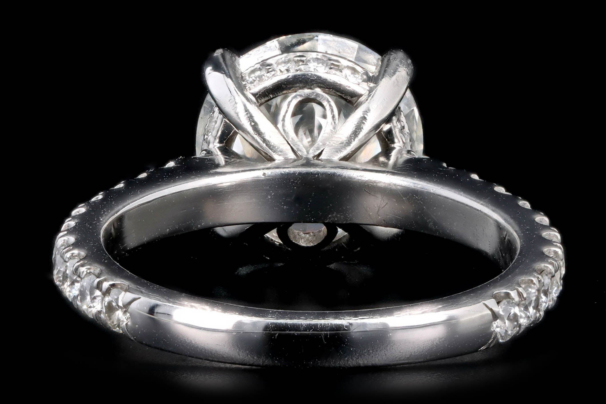 Platinum 3.24 Carat Round Brilliant Diamond Hidden Halo Engagement Ring - Queen May