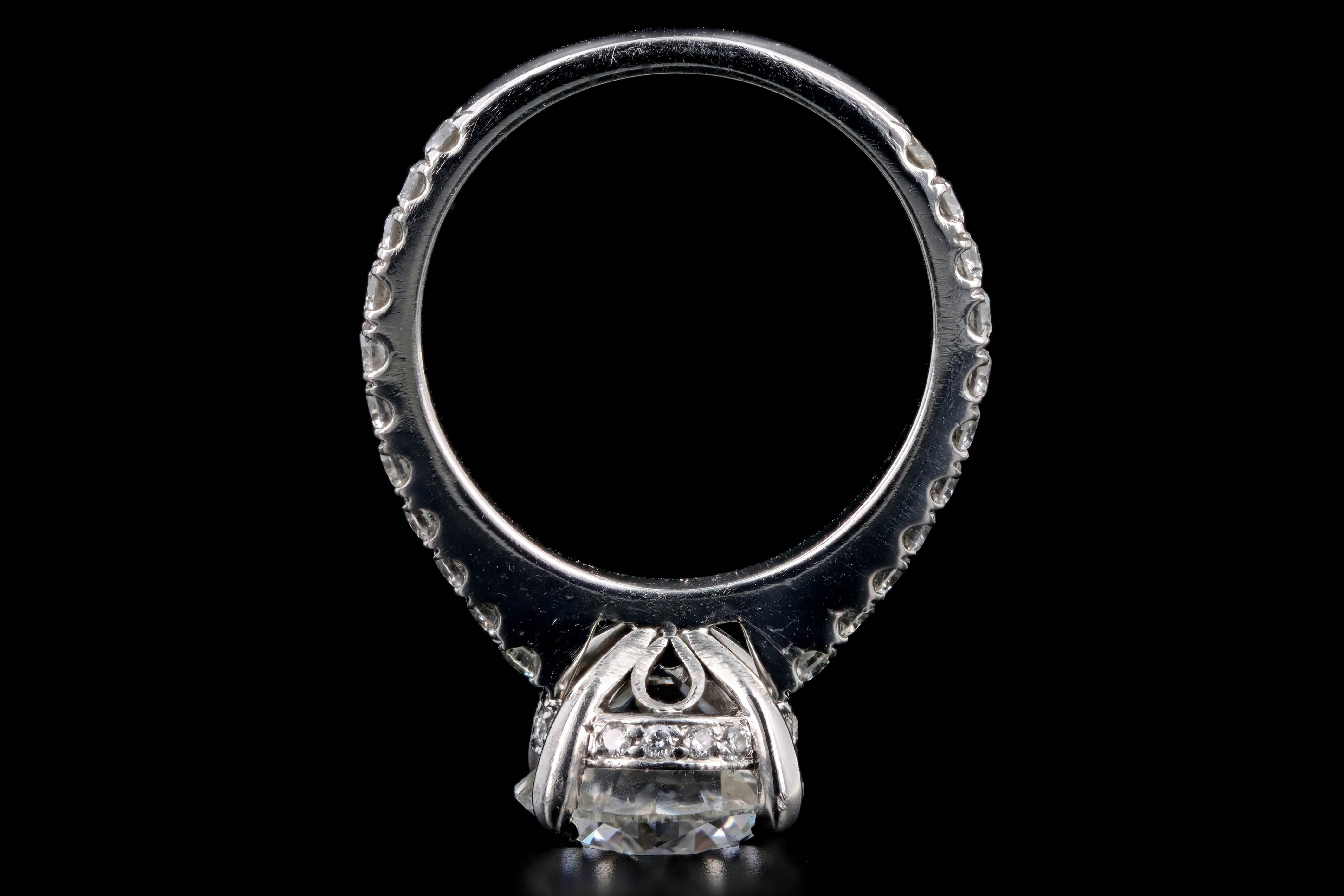 Platinum 3.24 Carat Round Brilliant Diamond Hidden Halo Engagement Ring - Queen May