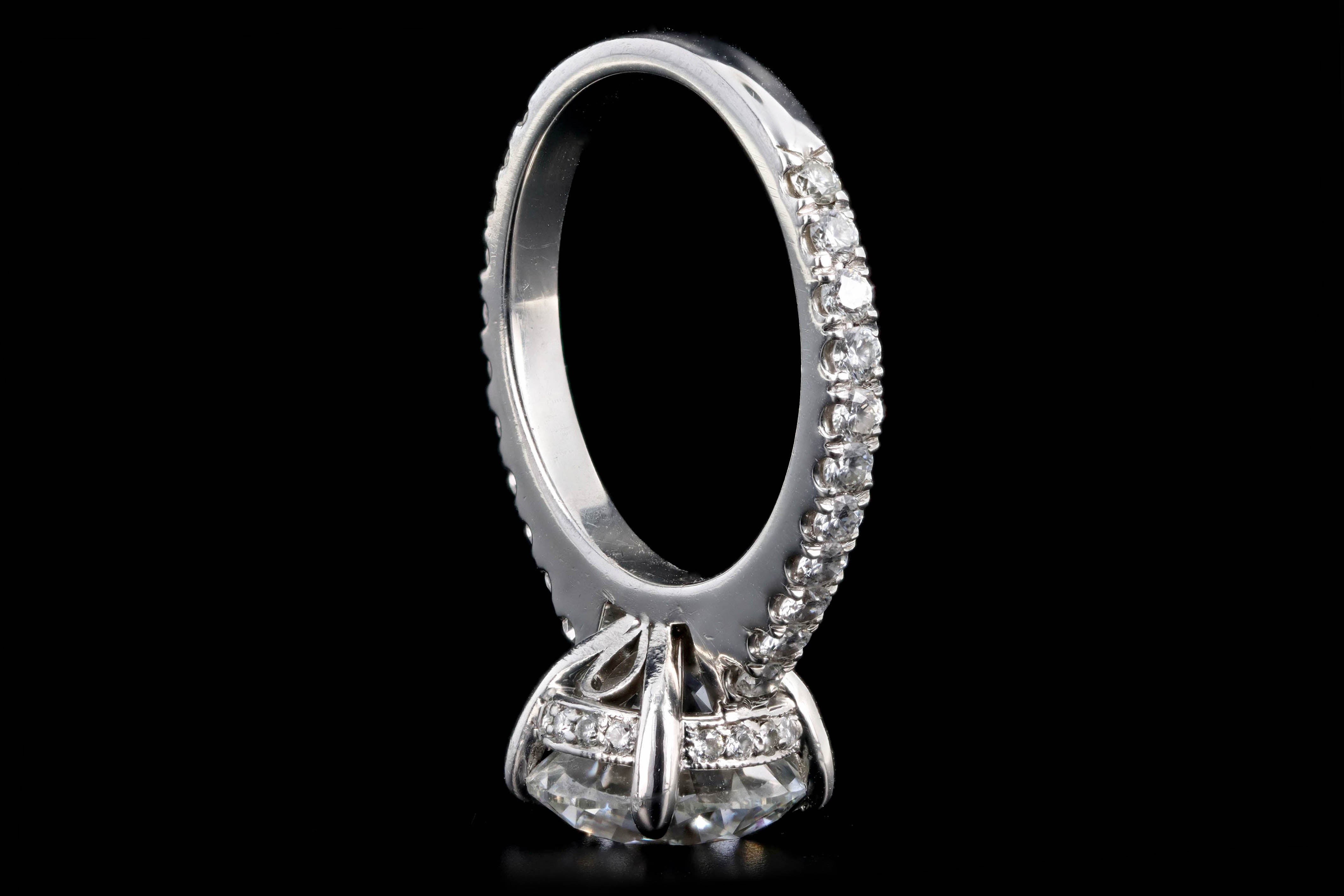 Platinum 3.24 Carat Round Brilliant Diamond Hidden Halo Engagement Ring - Queen May