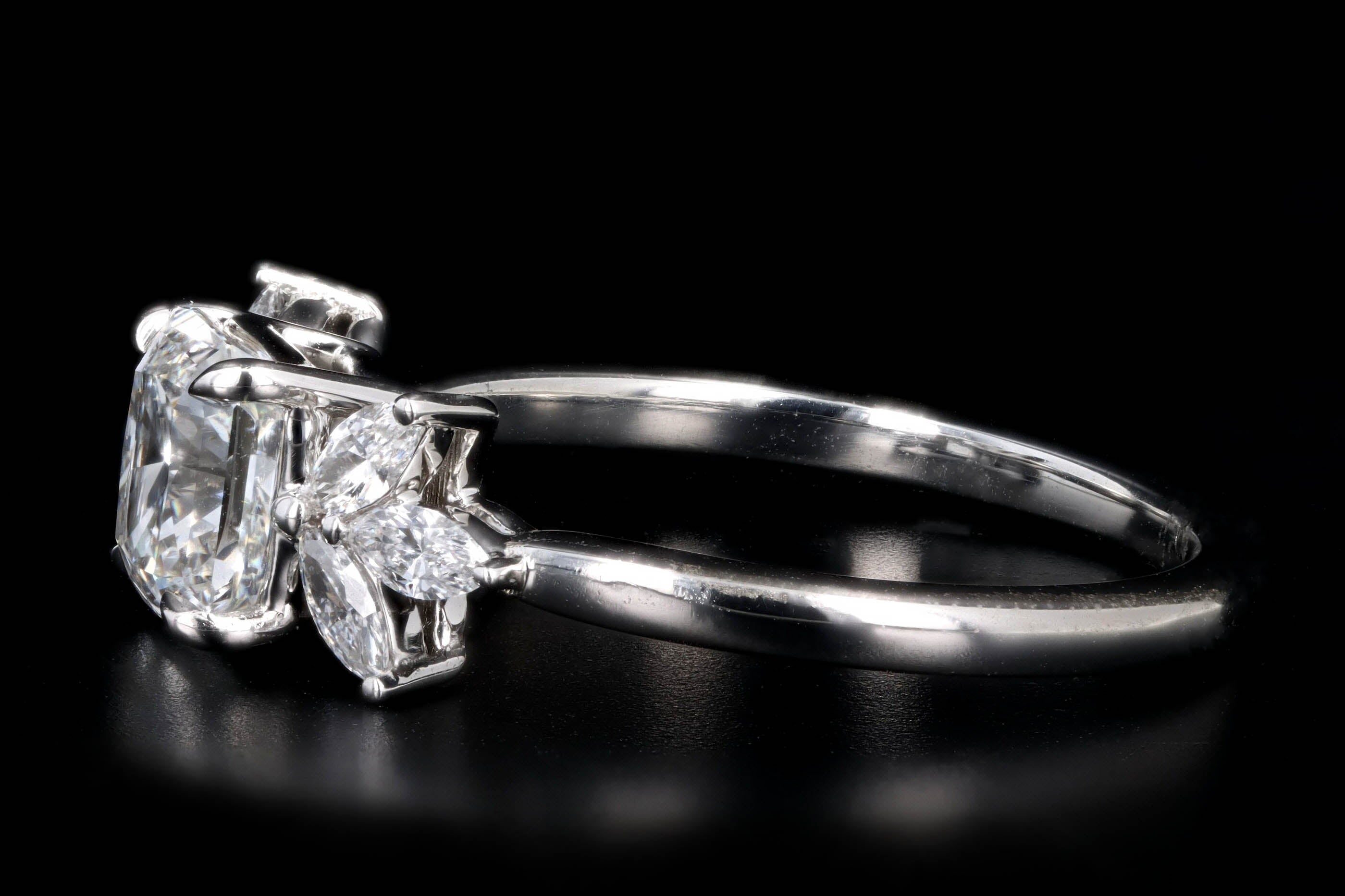 1.50 Carat Radiant Diamond Floral Marquise Engagement Ring in Platinum - Queen May